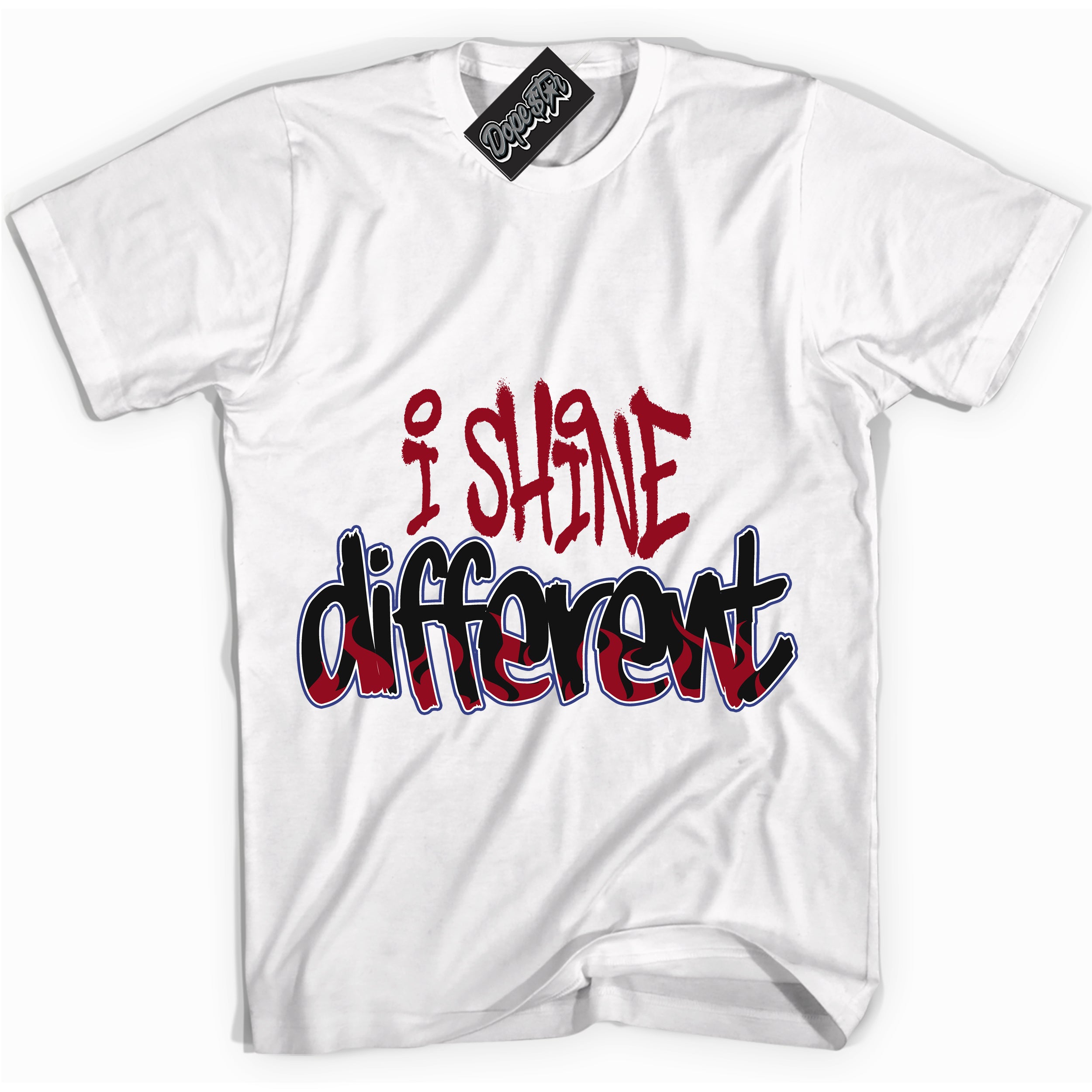 Cool White Shirt with “ I Shine Different ” design that perfectly matches Playoffs 8s Sneakers.