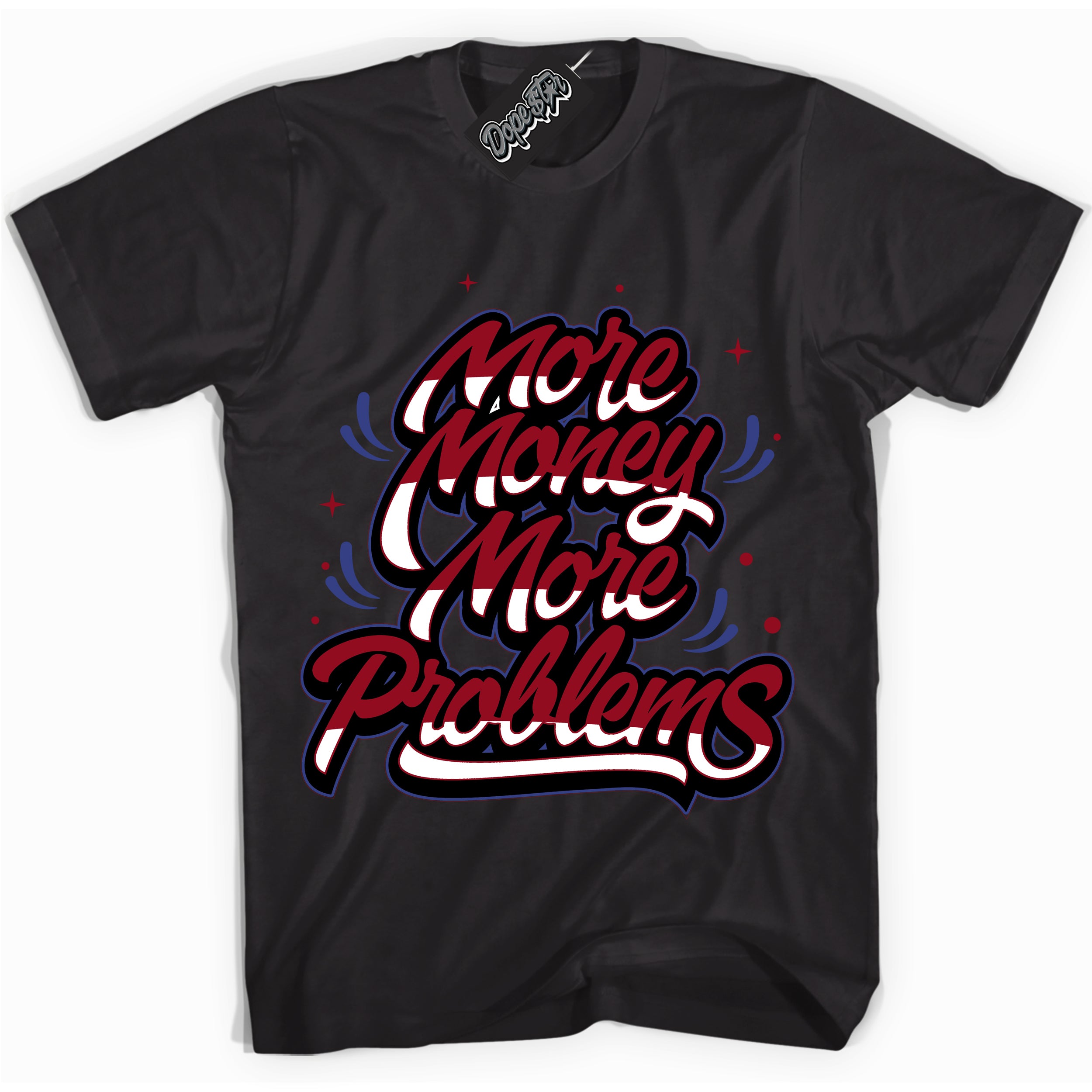 Cool Black Shirt with “ More Money More Problems ” design that perfectly matches Playoffs 8s Sneakers.