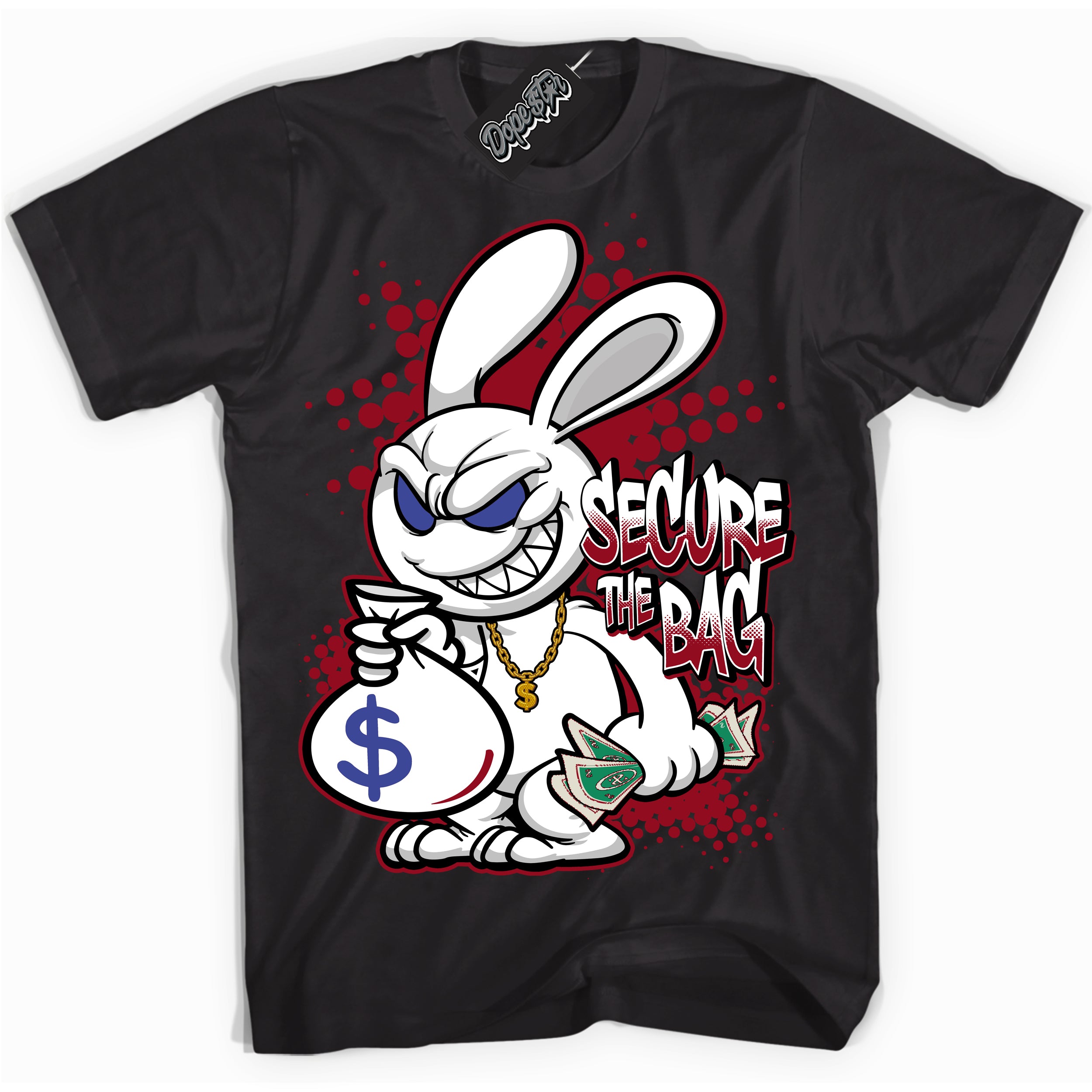Cool Black Shirt with “ Secure The Bag ” design that perfectly matches Playoffs 8s Sneakers.
