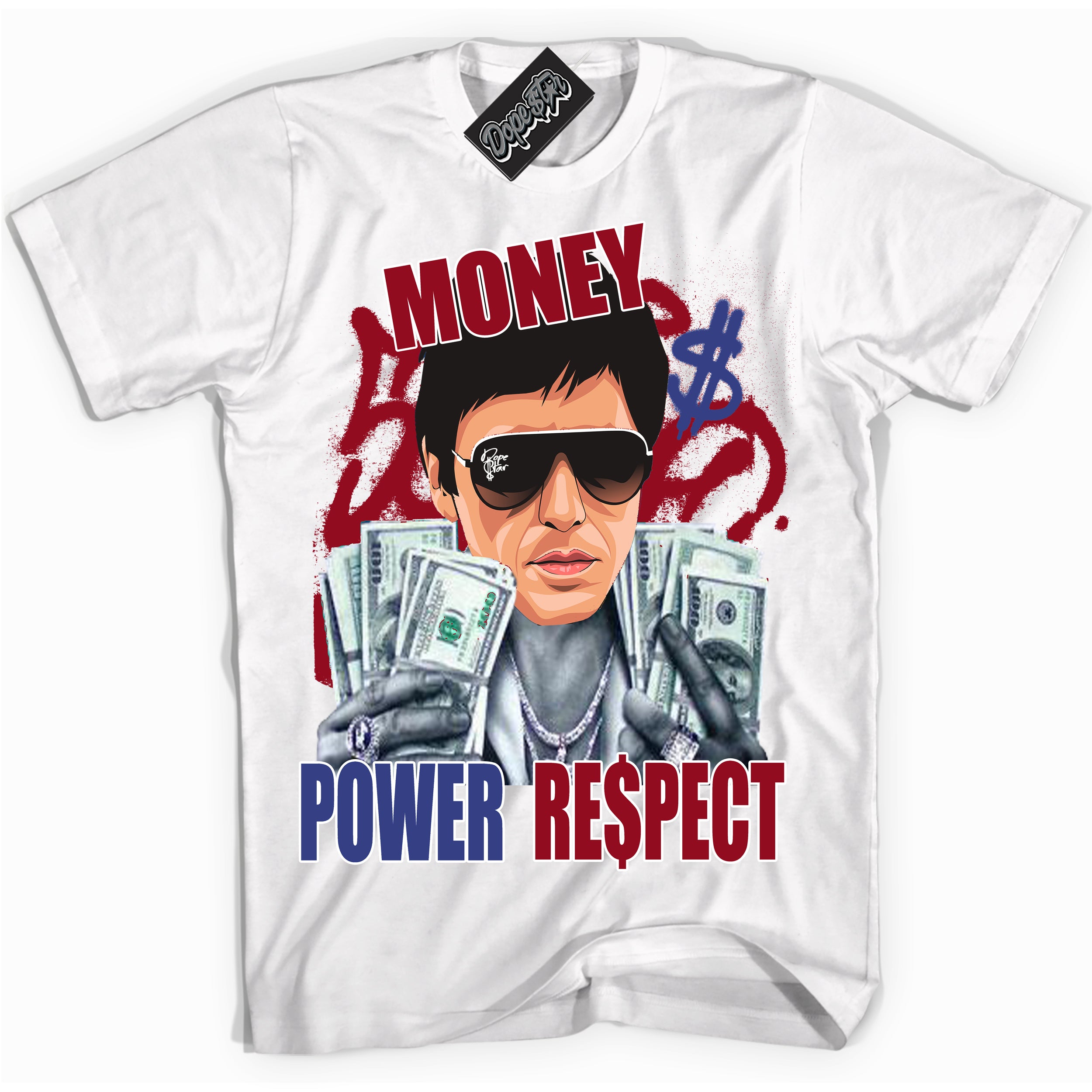 Cool White Shirt with “ Tony Montana ” design that perfectly matches Playoffs 8s Sneakers.