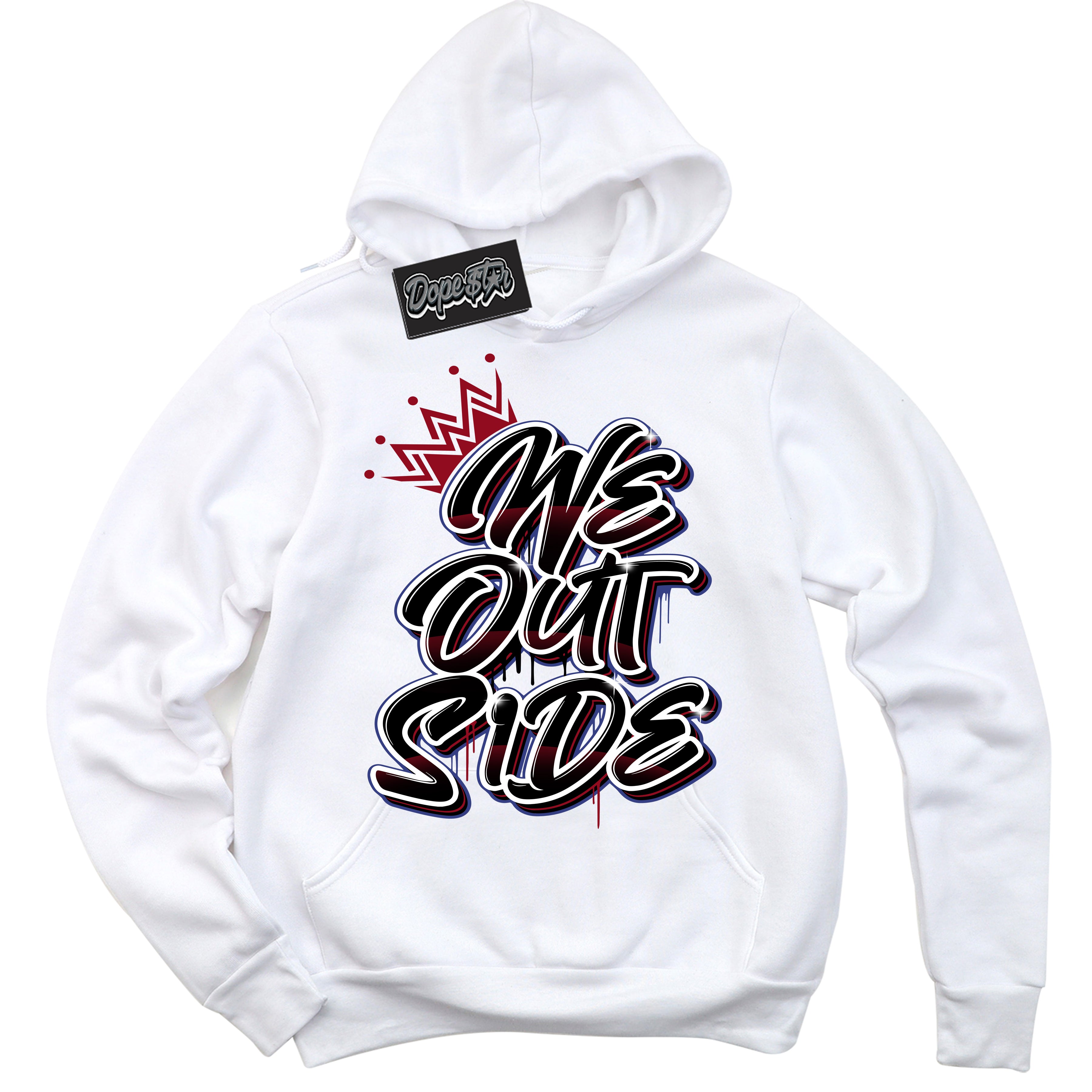 Cool White Hoodie with “ We Outside ”  design that Perfectly Matches Playoffs 8s Sneakers.