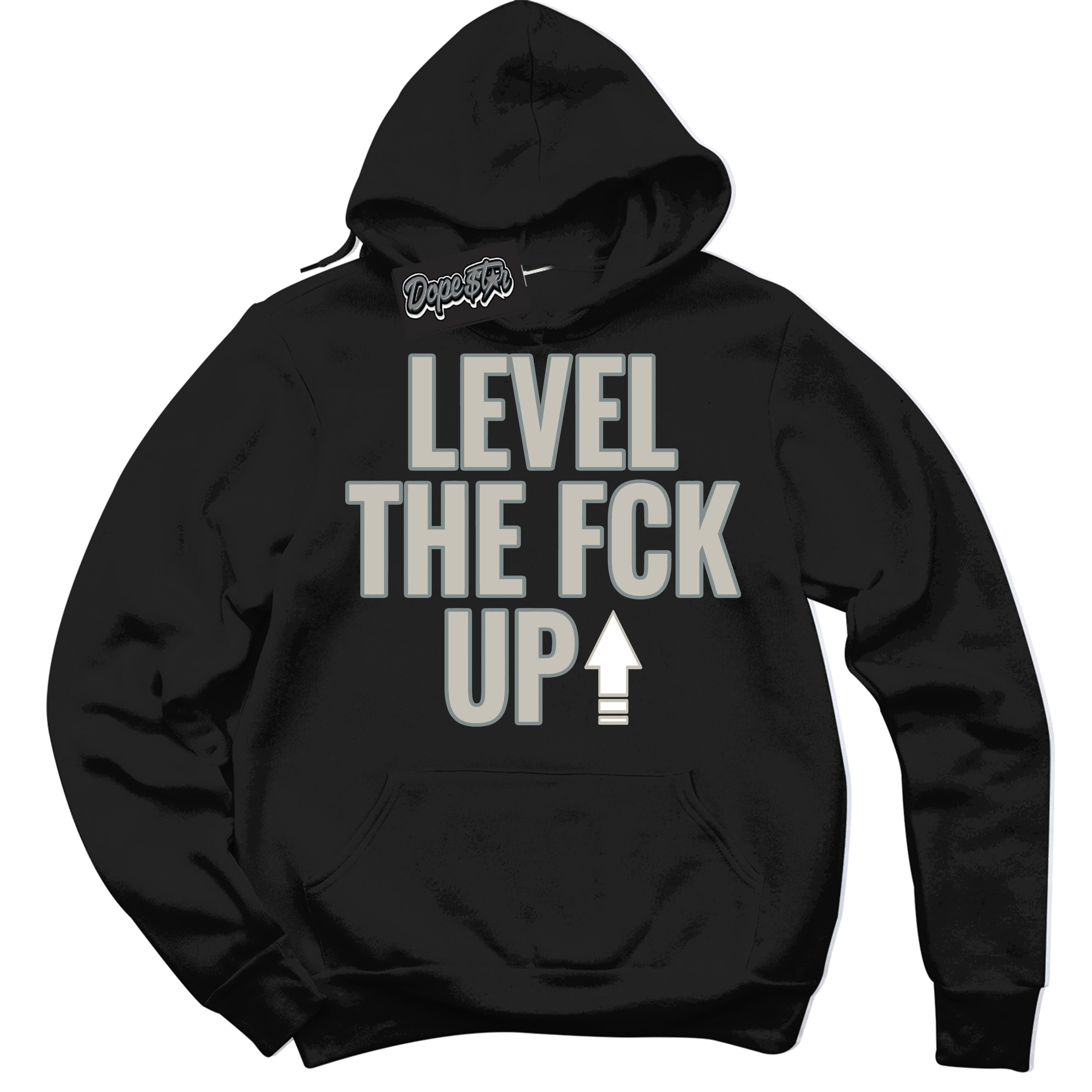 AJ9 Retro Cool Grey ‘Level The Fck Up’ – Black Streetwear Hoodie | Sneaker Matching sweatshirt for AJ9 Retro Cool Grey | Men's and Women's Streetwear Graphic Hoodie by Sneaker Shirts Outlet
