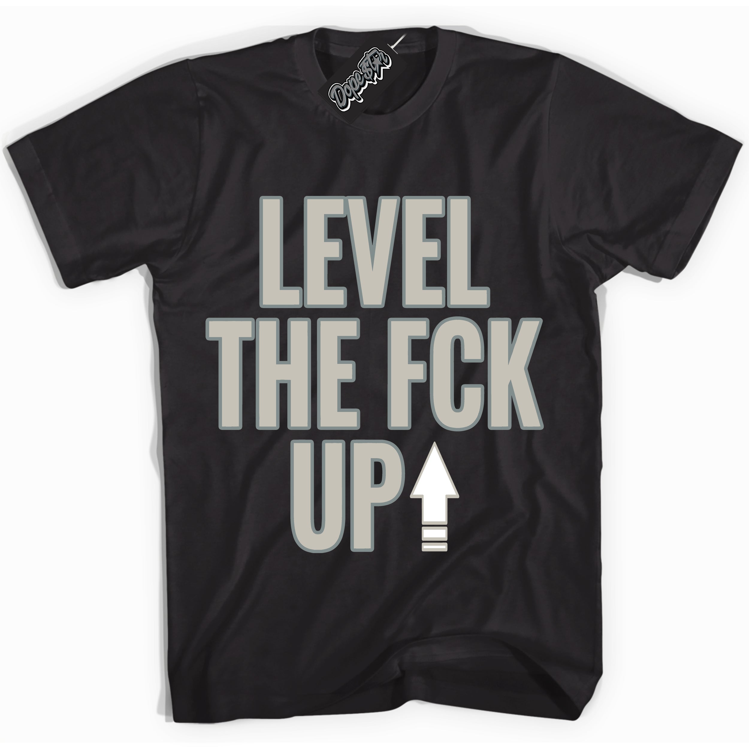AJ9 Retro Cool Grey ‘Level The Fck Up’ – Black Streetwear T-Shirt | Sneaker Matching shirt for AJ9 Retro Cool Grey | Men's and Women's Streetwear Graphic Tee by Sneaker Shirts Outlet.

