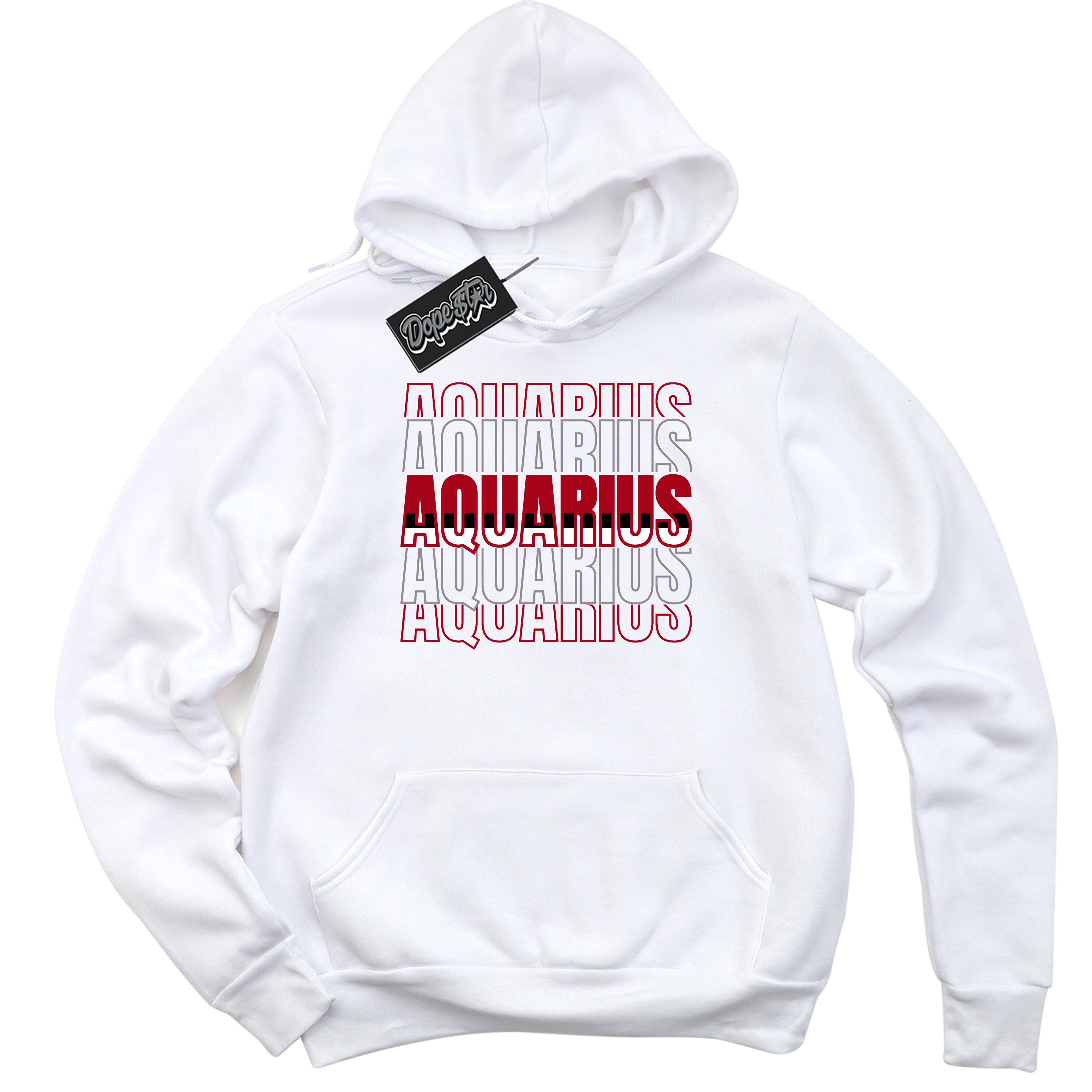 Cool White Hoodie with “ Aquarius ”  design that Perfectly Matches Bred Reimagined 4s Jordans.