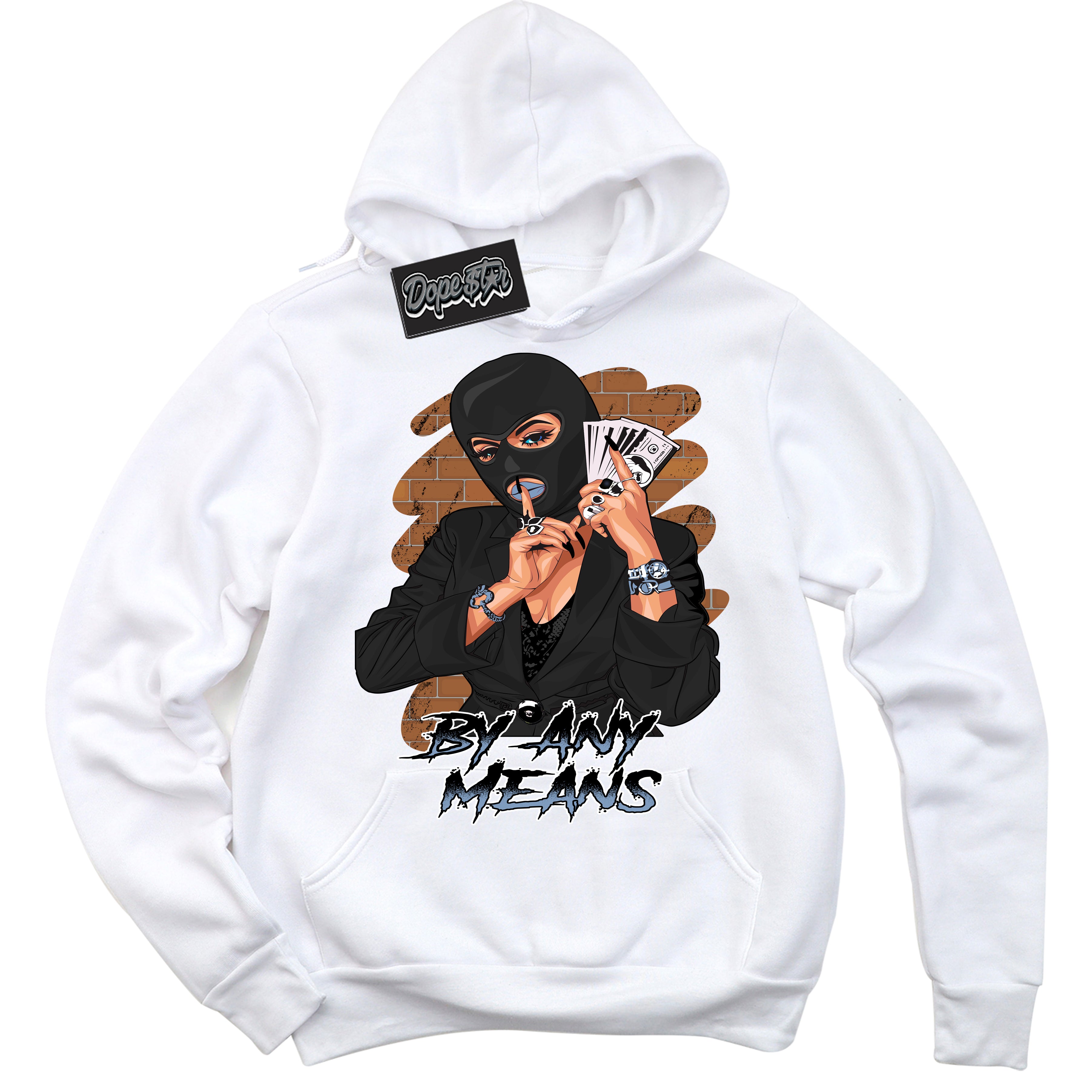Cool White Hoodie with “ By Any Means ”  design that Perfectly Matches Reverse Oreo 6s Sneakers.