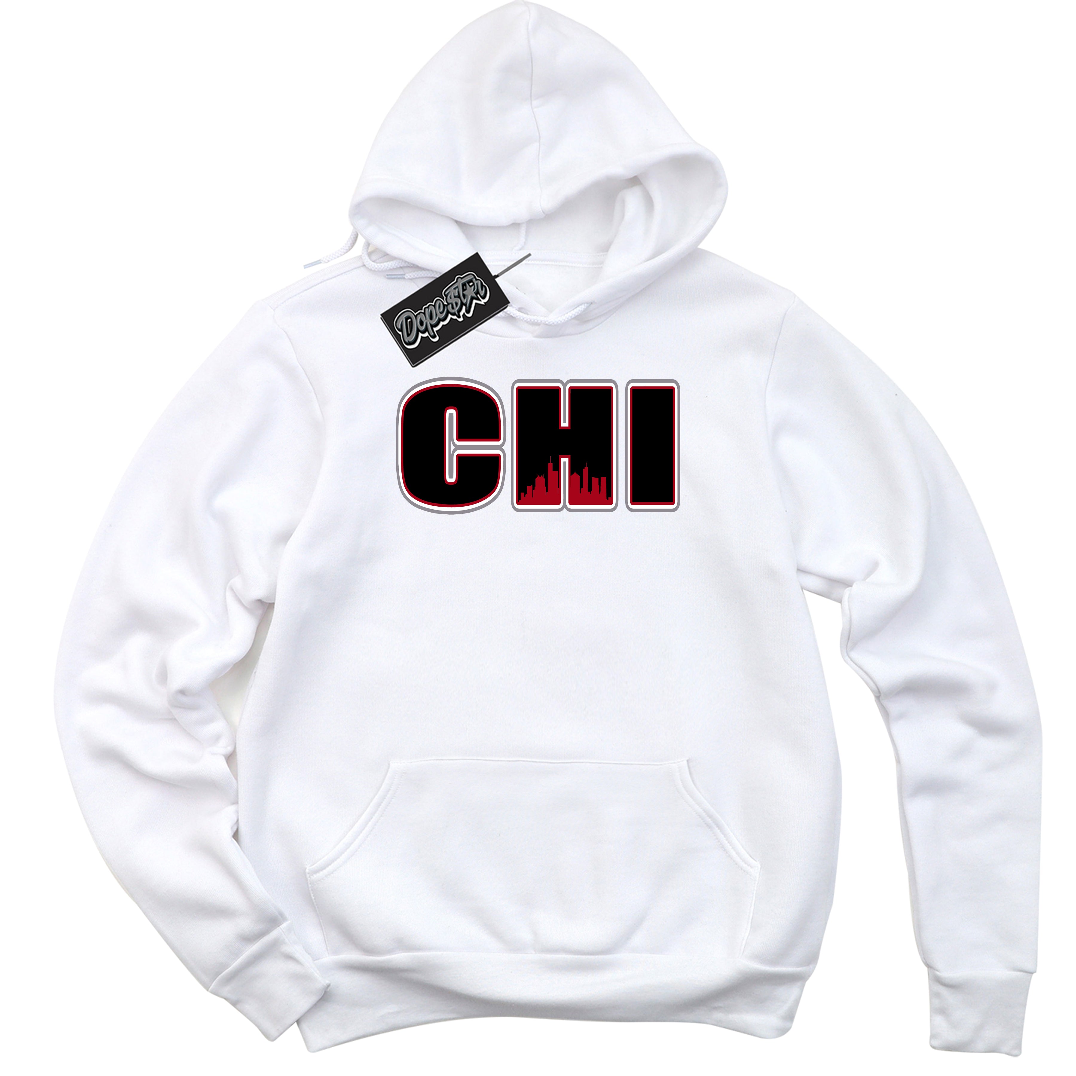 Cool White Hoodie with “ Chicago ”  design that Perfectly Matches Bred Reimagined 4s Jordans.