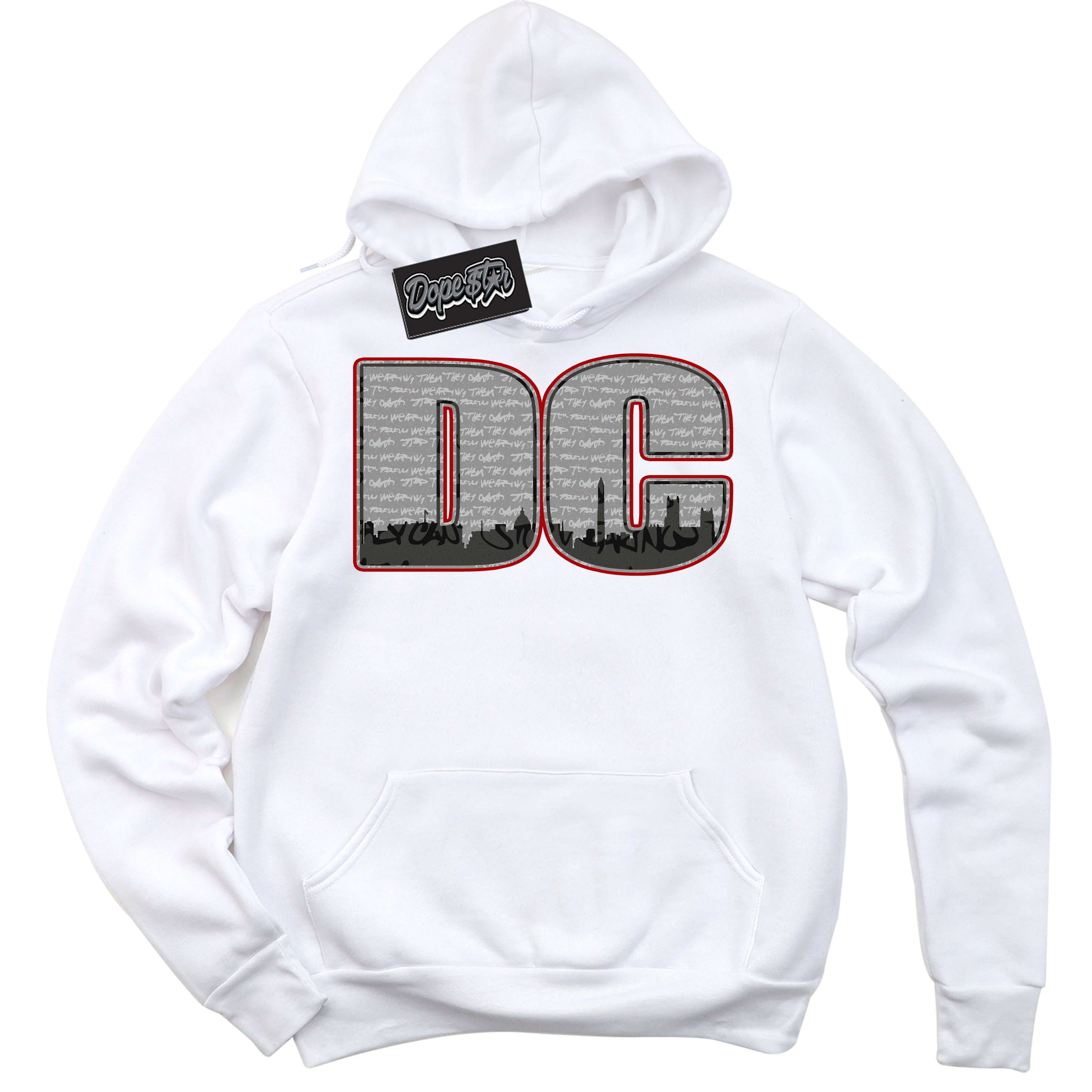 Cool White Hoodie with “ DC ”  design that Perfectly Matches Rebellionaire 1s Sneakers.