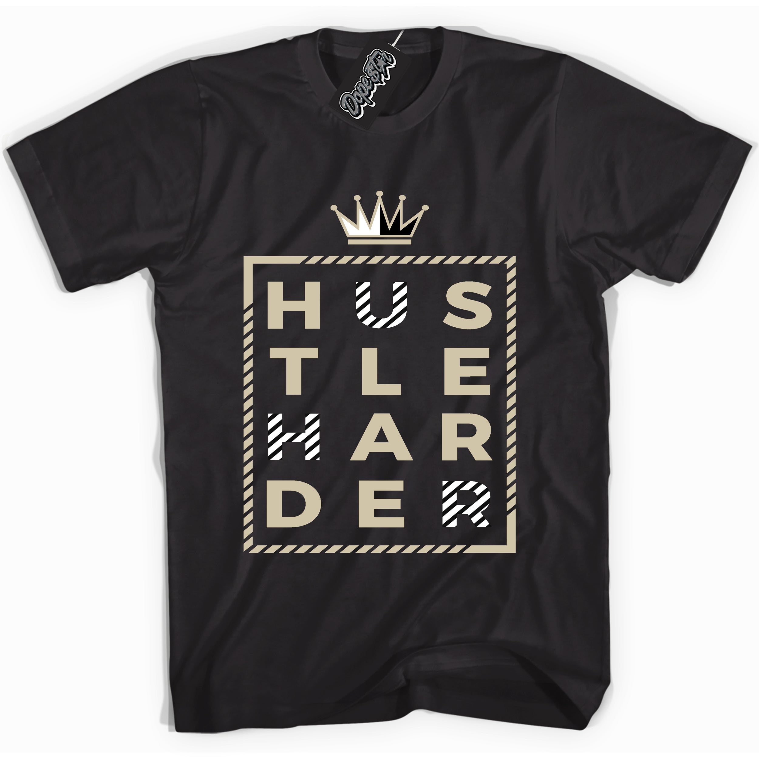 Cool Black Shirt with “ Hustle Harder” design that perfectly matches Gratitude 11s Sneakers.
