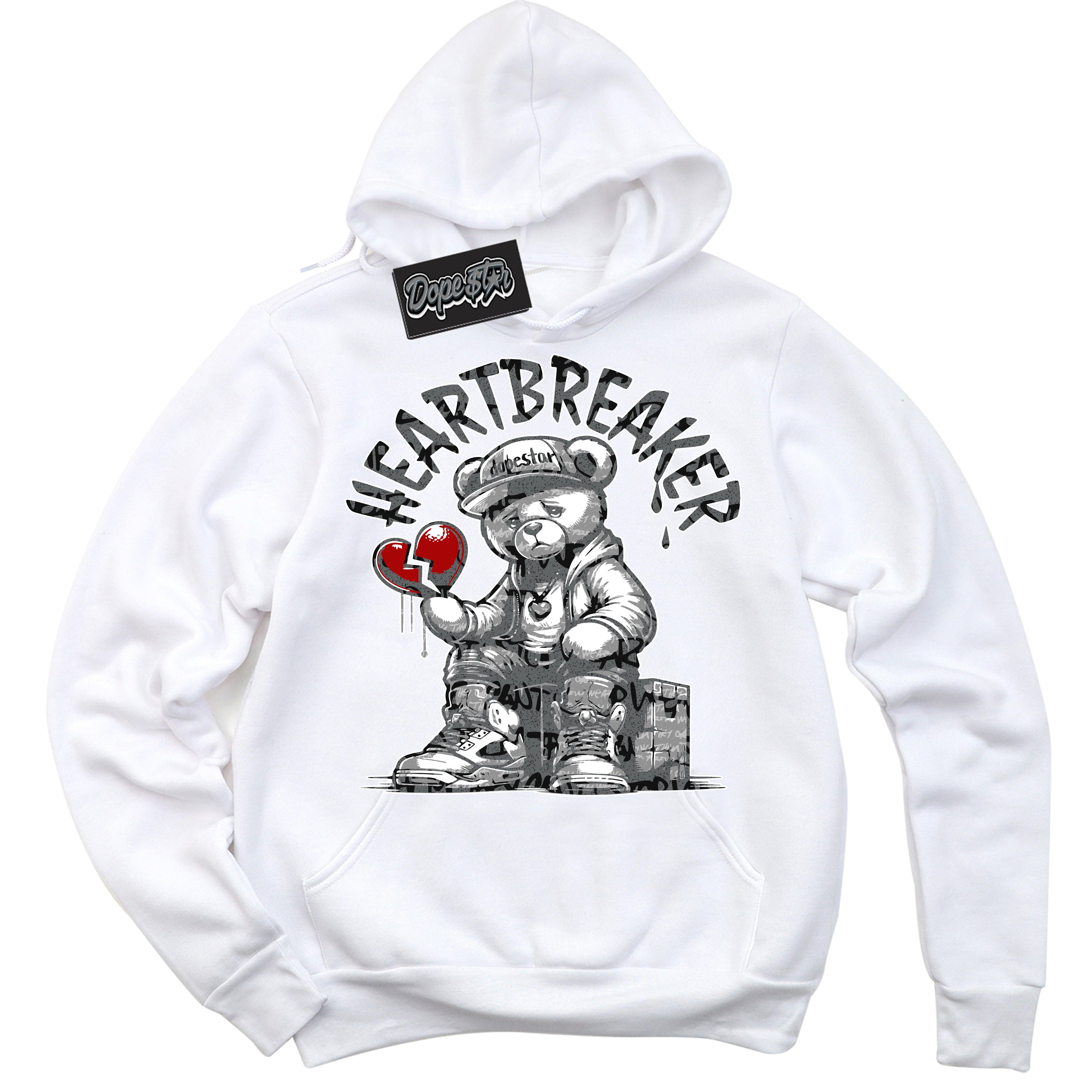 Cool White Hoodie with “ Heartbreaker Bear ”  design that Perfectly Matches Rebellionaire 1s Sneakers.