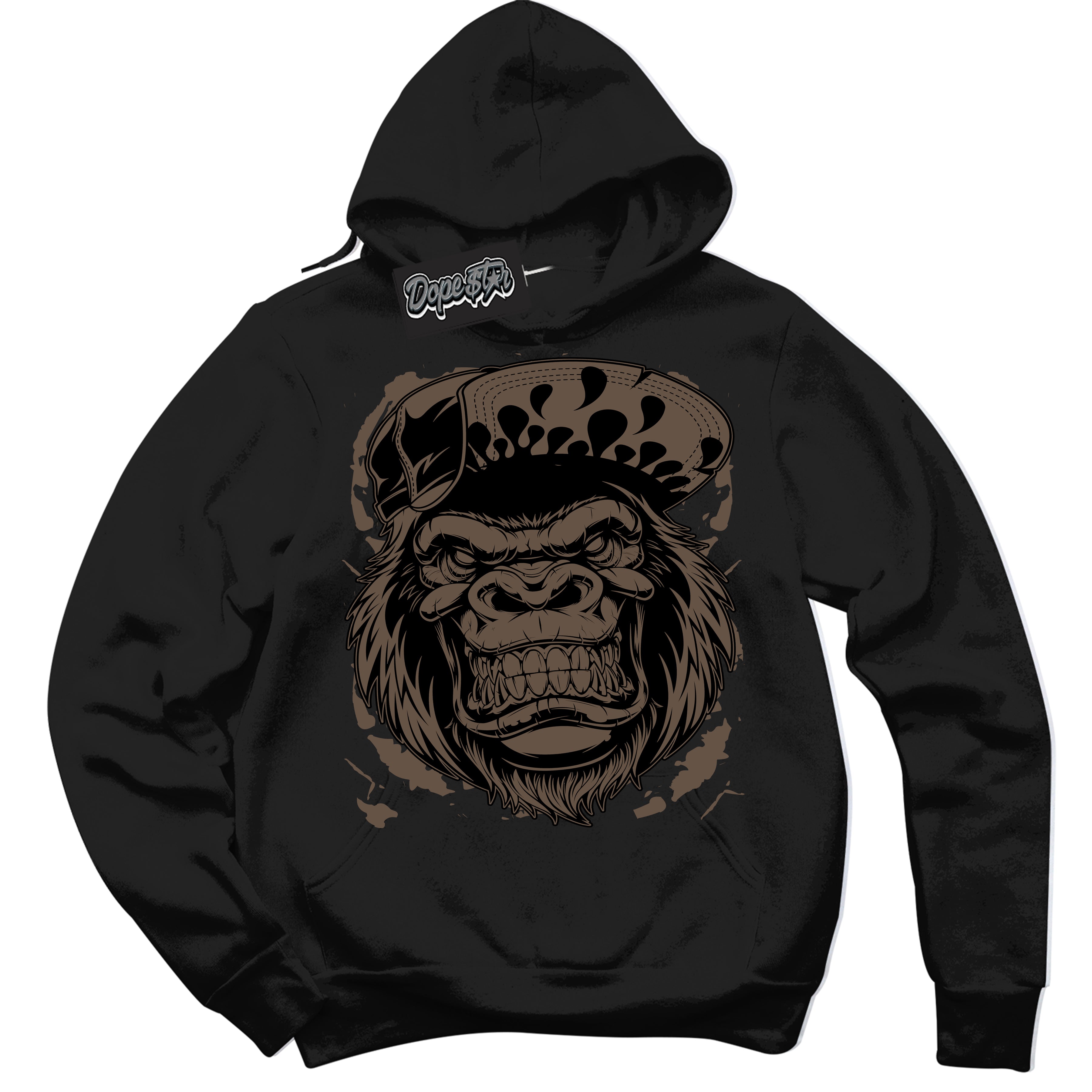 Cool Black Hoodie with “Gorilla Beast” design that Perfectly Matches Jumpman Jack TR Travis Scott Dark Mocha Sneakers.