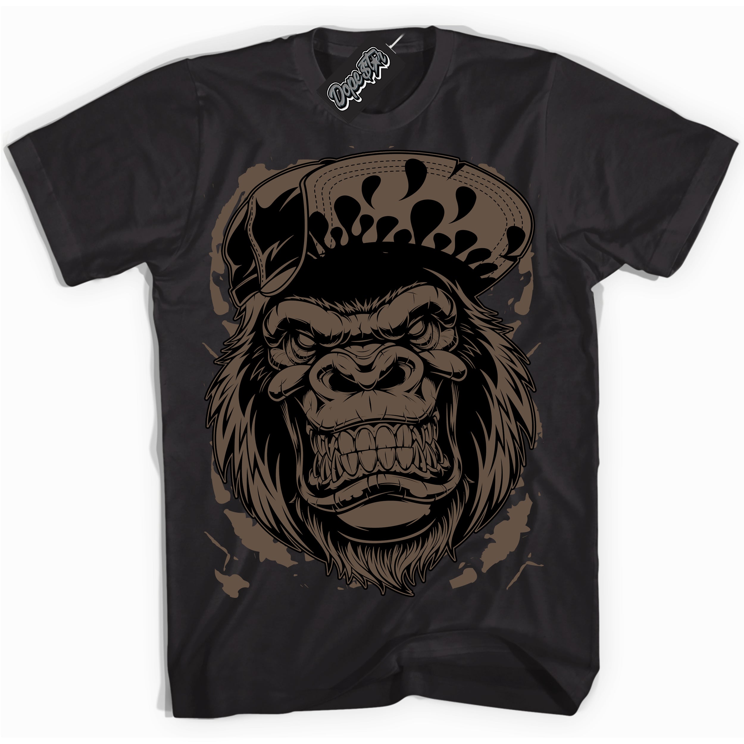 Cool Black Shirt with “Gorilla Beast” design that perfectly matches the Jumpman Jack TR Travis Scott Dark Mocha Sneakers.