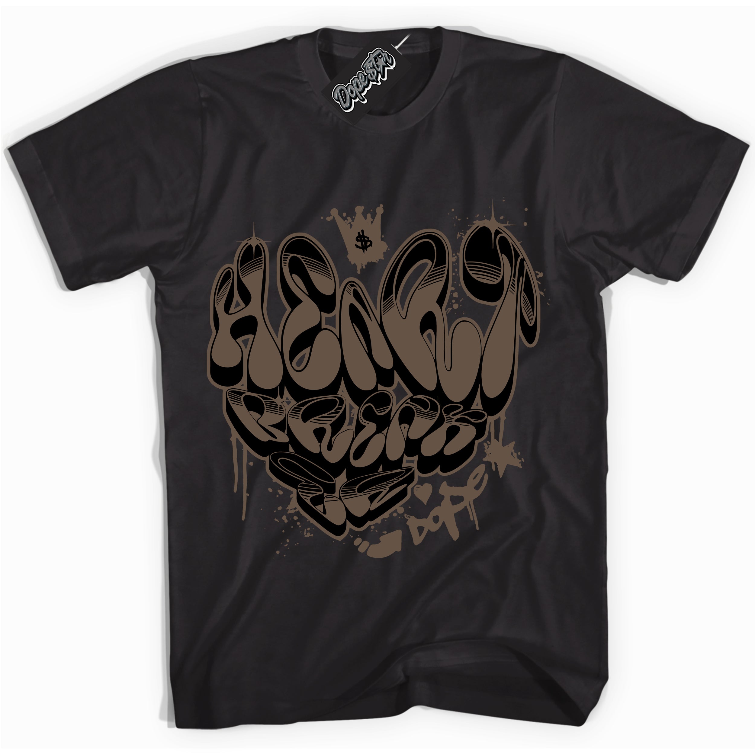 Cool Black Shirt with “Heartbreaker Graffiti” design that perfectly matches the Jumpman Jack TR Travis Scott Dark Mocha Sneakers.