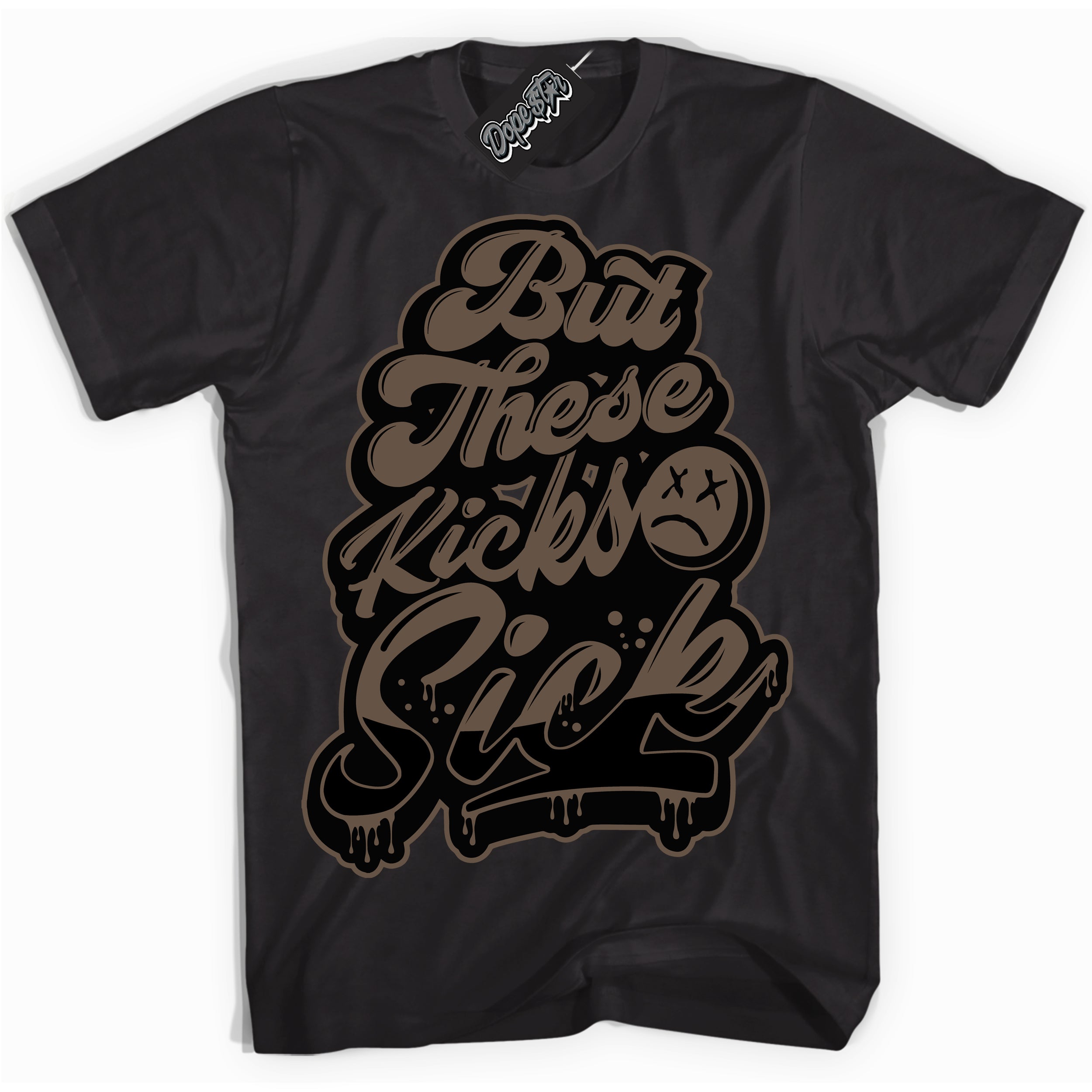 Cool Black Shirt with “Kick Sick” design that perfectly matches the Jumpman Jack TR Travis Scott Dark Mocha Sneakers.