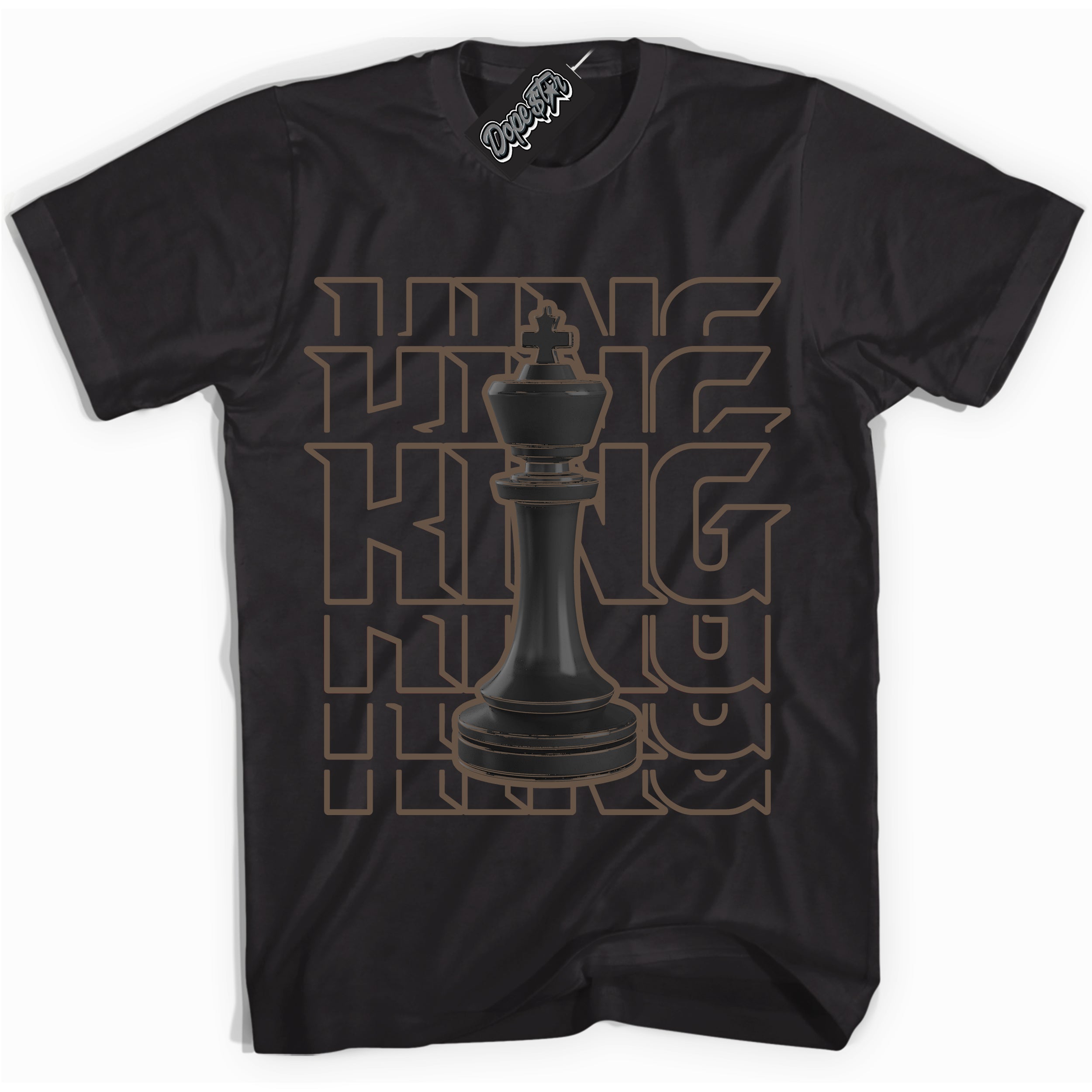 Cool Black Shirt with “King Chess” design that perfectly matches the Jumpman Jack TR Travis Scott Dark Mocha Sneakers.