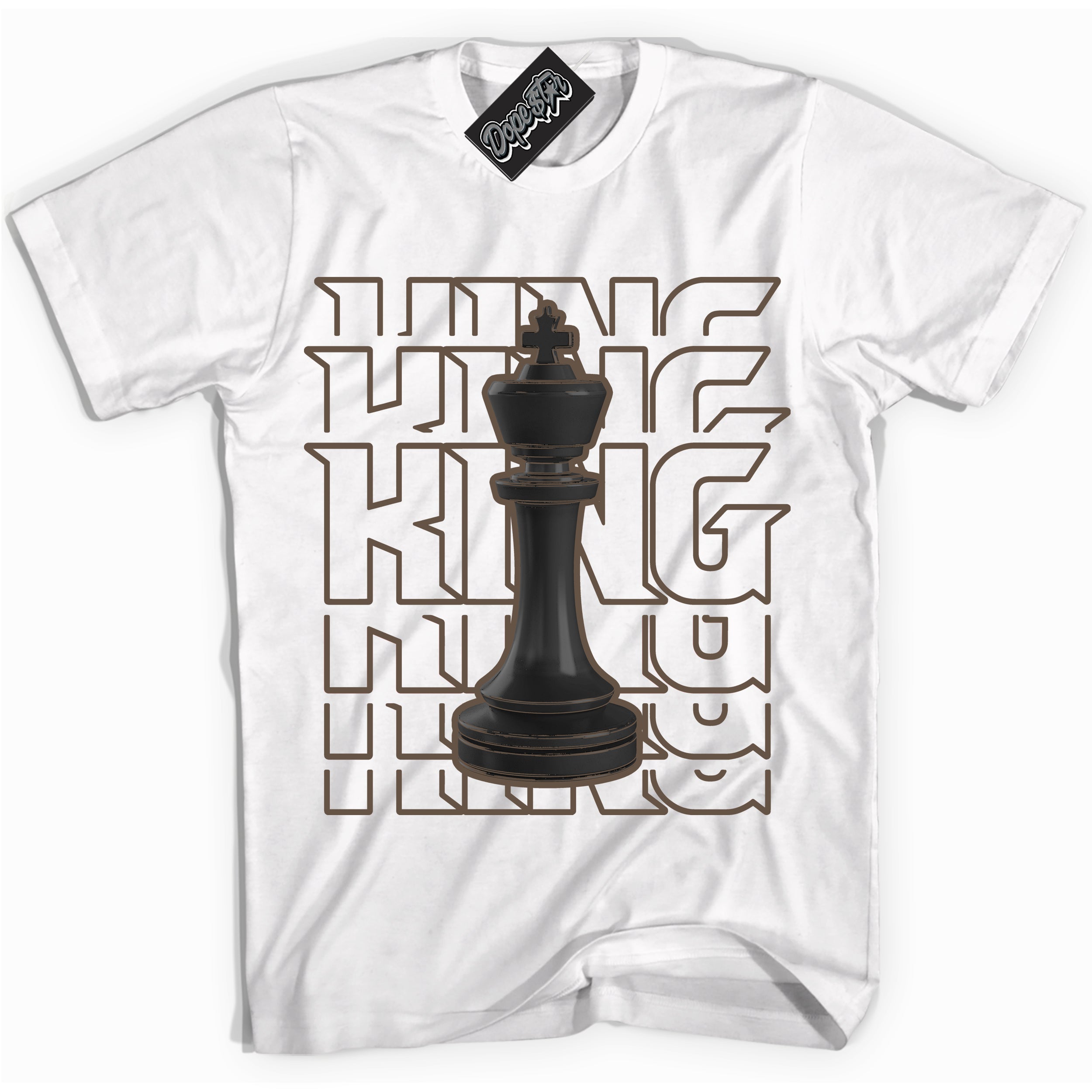 Cool White Shirt with “King Chess” design that perfectly matches the Jumpman Jack TR Travis Scott Dark Mocha Sneakers.