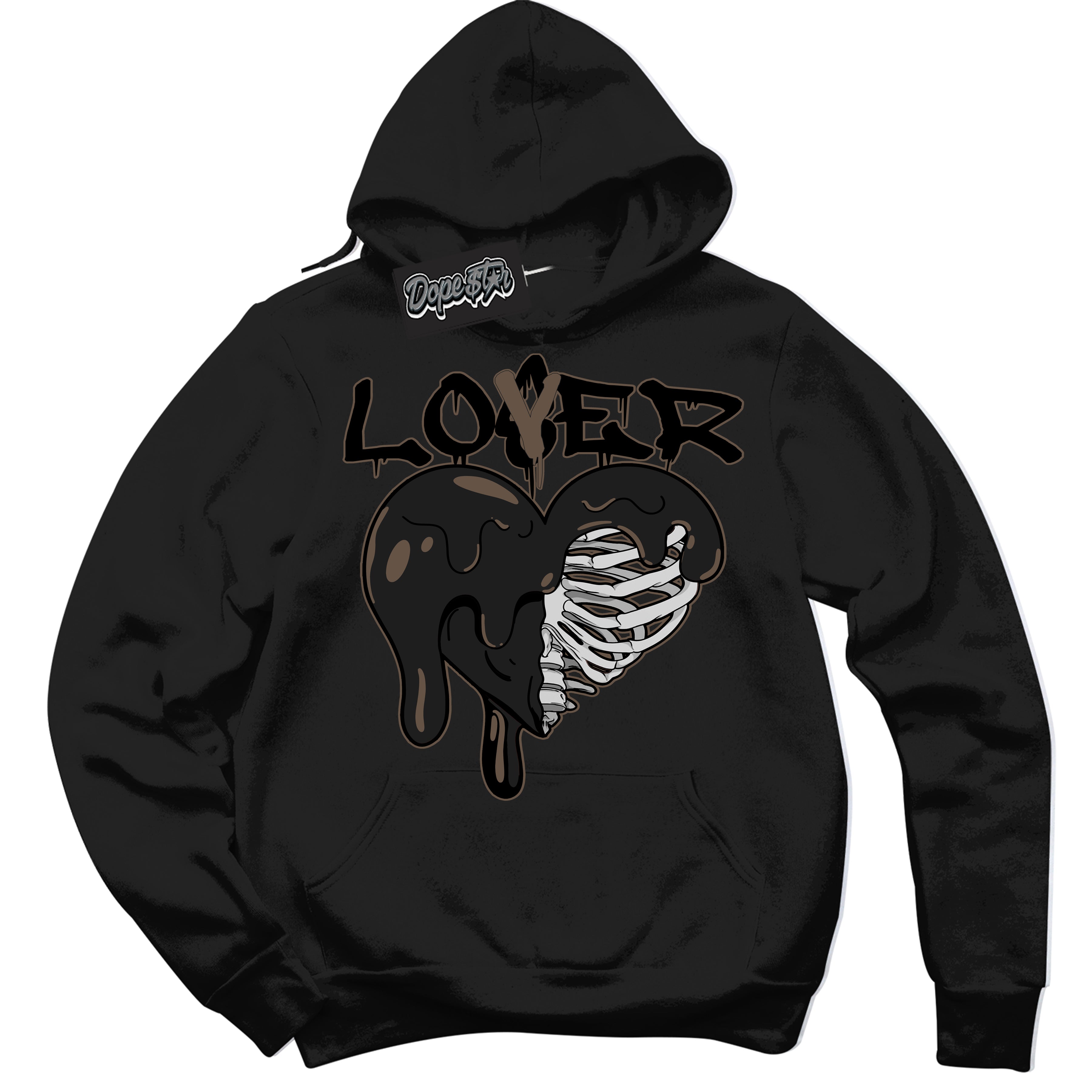 Cool Black Hoodie with “Lover Loser” design that Perfectly Matches Jumpman Jack TR Travis Scott Dark Mocha Sneakers.