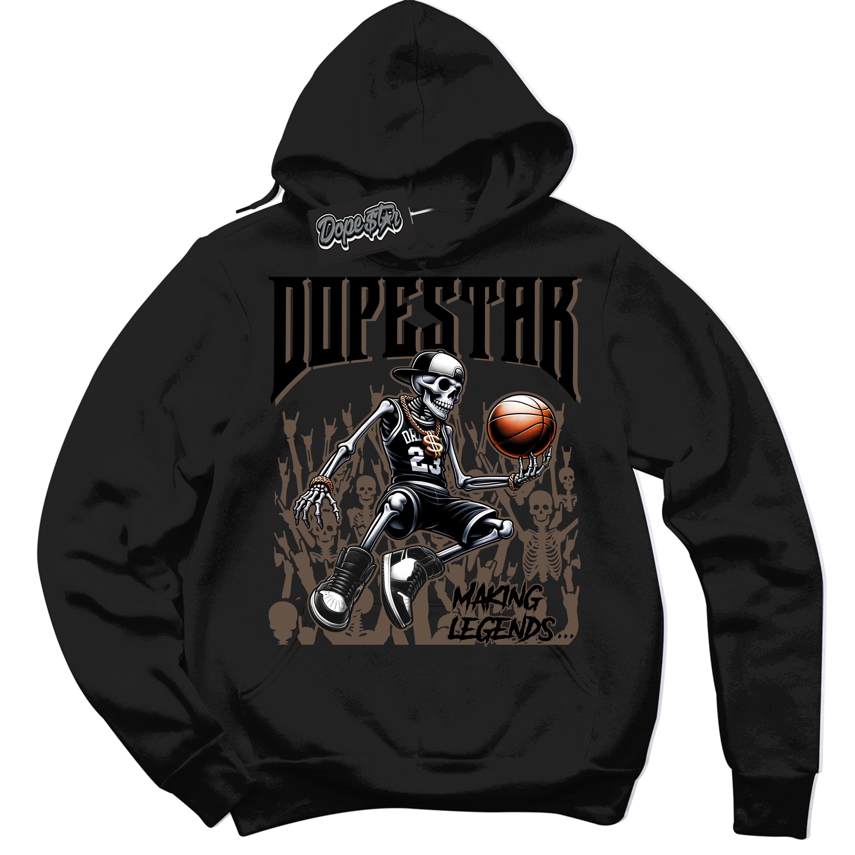 Cool Black Hoodie with “Making Legends” design that Perfectly Matches Jumpman Jack TR Travis Scott Dark Mocha Sneakers.