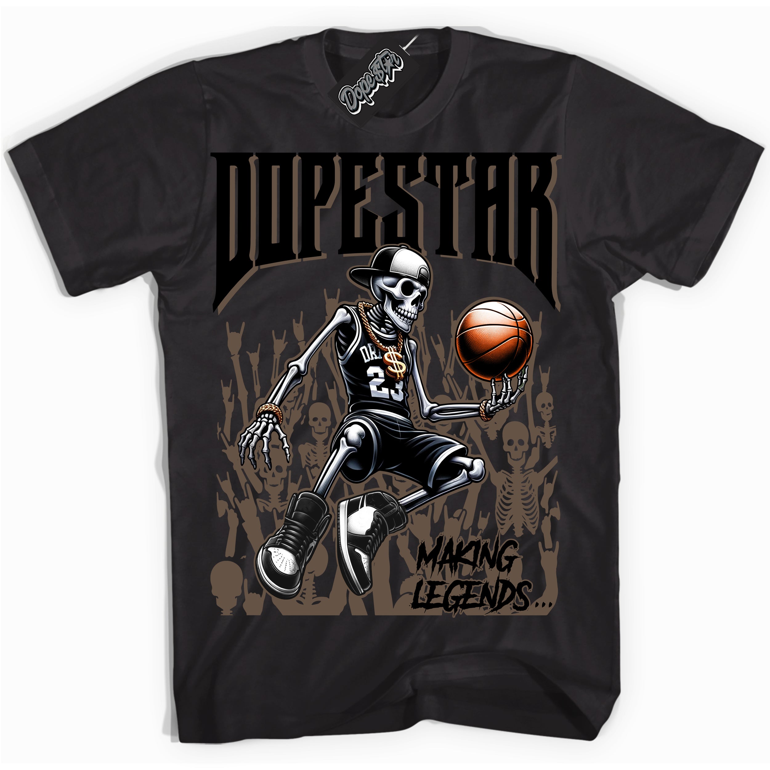 Cool Black Shirt with “Making Legends” design that perfectly matches the Jumpman Jack TR Travis Scott Dark Mocha Sneakers.