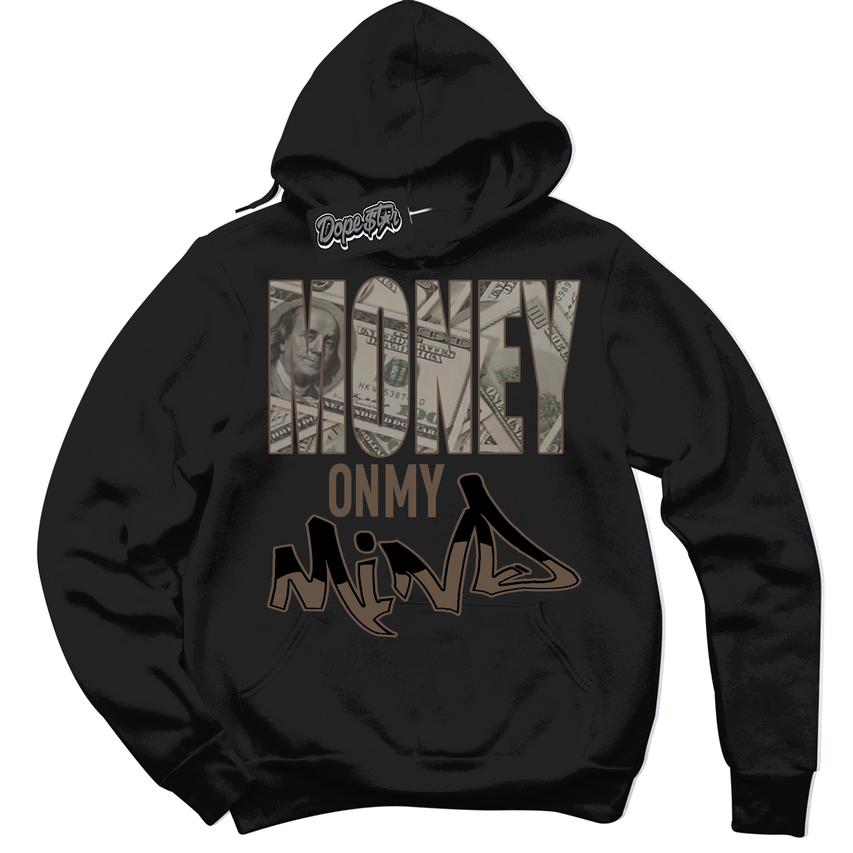 Cool Black Hoodie with “Money On My Mind” design that Perfectly Matches Jumpman Jack TR Travis Scott Dark Mocha Sneakers.