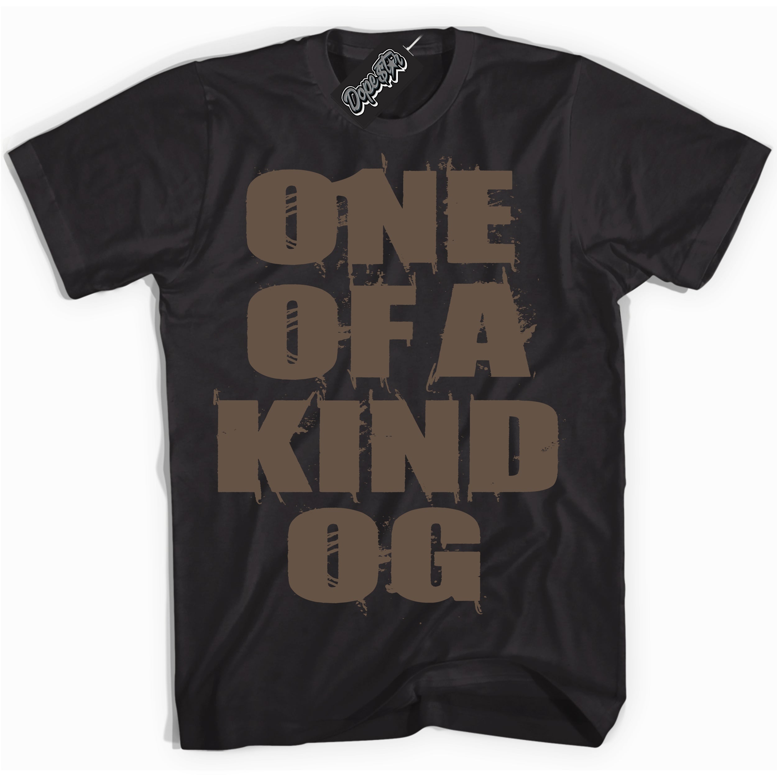 Cool Black Shirt with “One Of A Kind” design that perfectly matches the Jumpman Jack TR Travis Scott Dark Mocha Sneakers.
