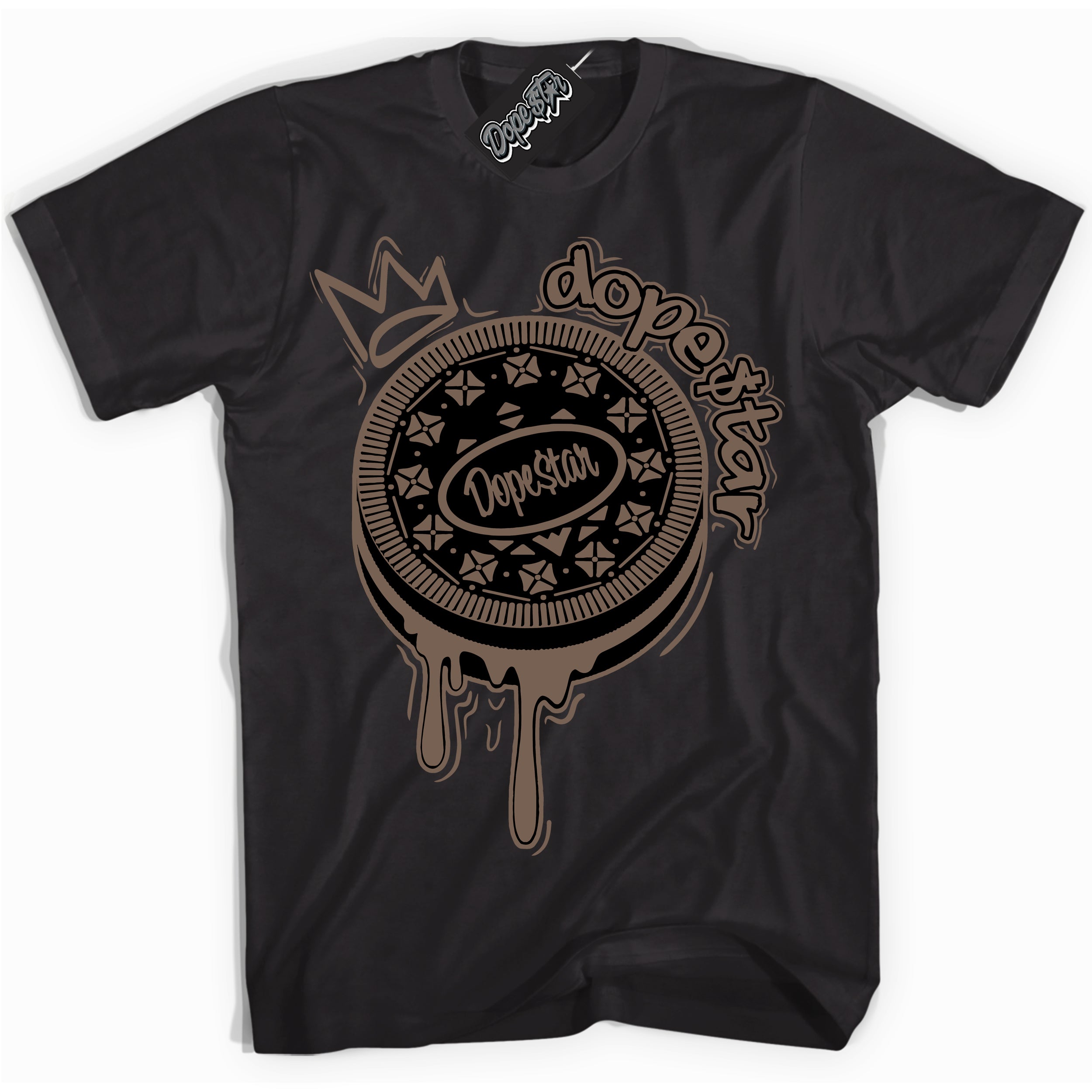 Cool Black Shirt with “Oreo DS” design that perfectly matches the Jumpman Jack TR Travis Scott Dark Mocha Sneakers.