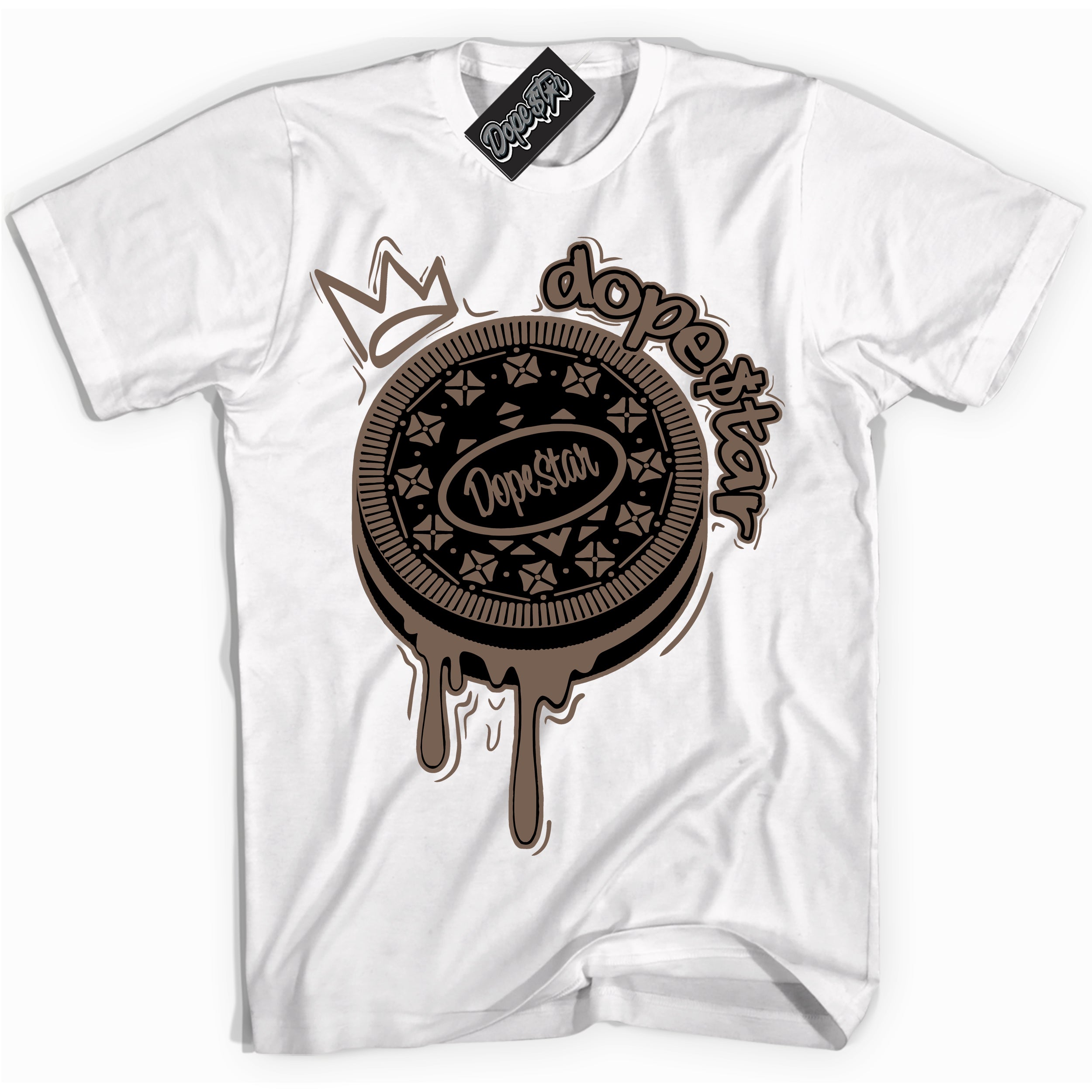 Cool White Shirt with “Oreo DS” design that perfectly matches the Jumpman Jack TR Travis Scott Dark Mocha Sneakers.