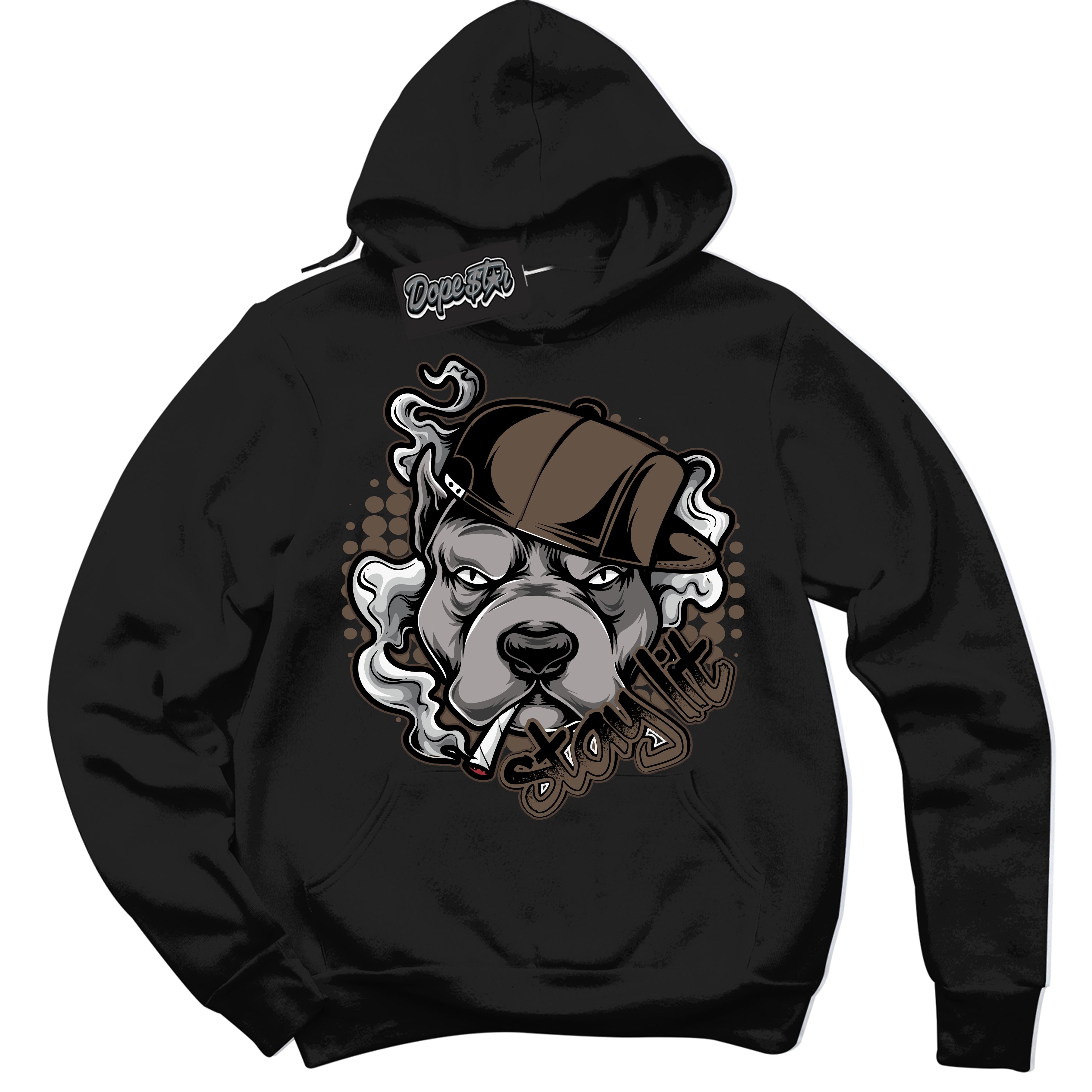 Cool Black Hoodie with “Stay Lit” design that Perfectly Matches Jumpman Jack TR Travis Scott Dark Mocha Sneakers.
