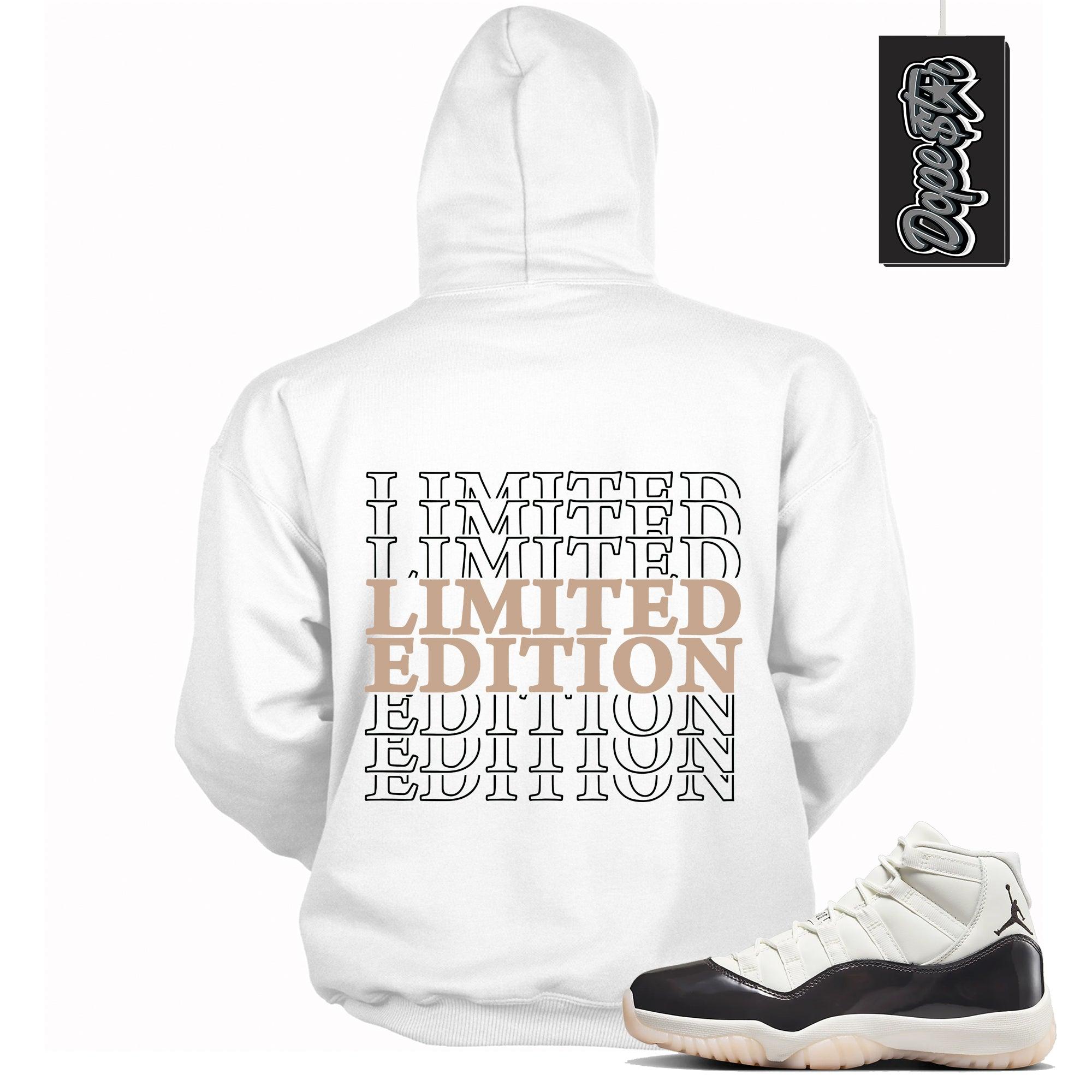 Cool White Graphic Hoodie with “ Limited Edition “ print, that perfectly matches Air Jordan 11 Neapolitan sneakers