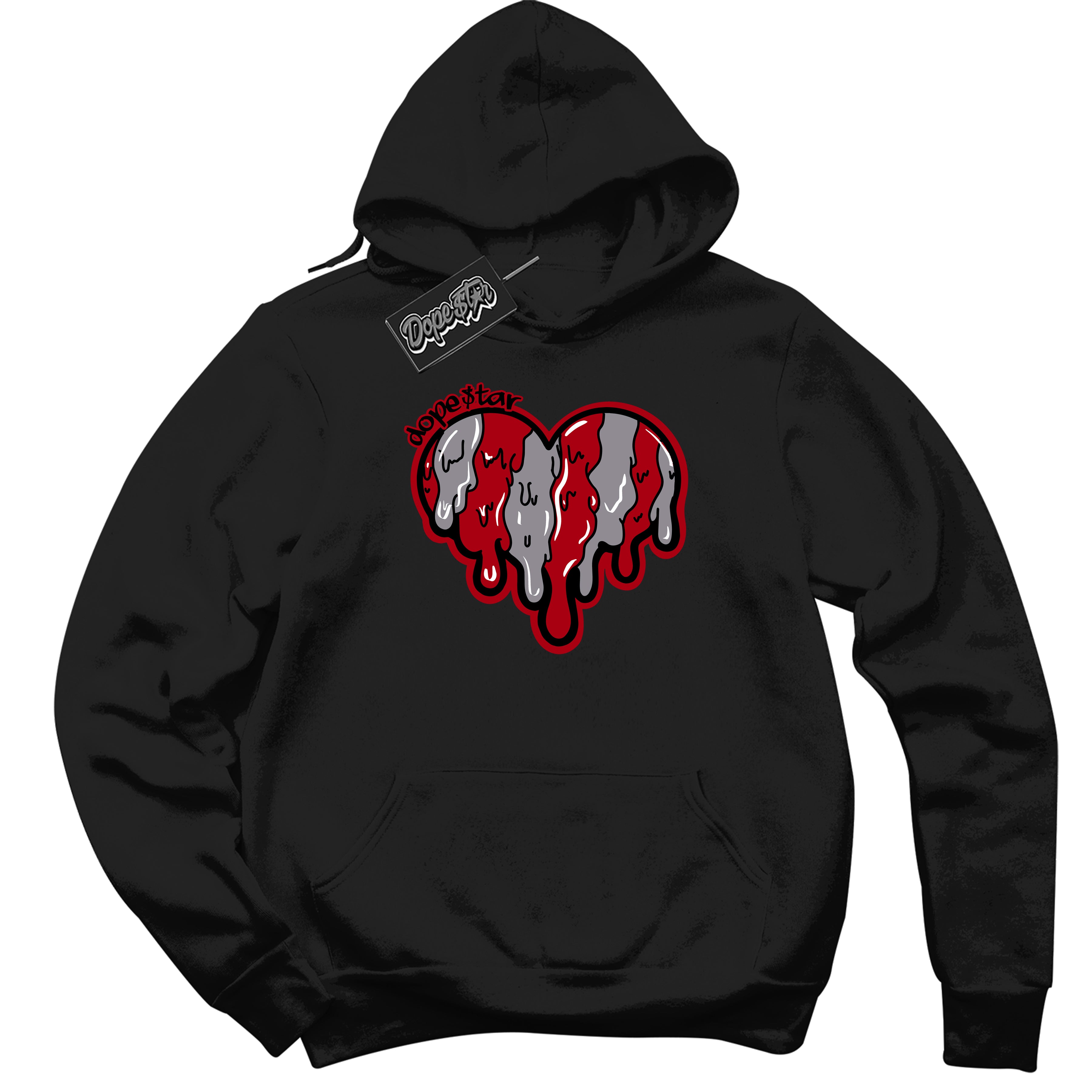 Cool Black Hoodie with “ Melting Heart ”  design that Perfectly Matches  Bred Reimagined 4s Jordans.