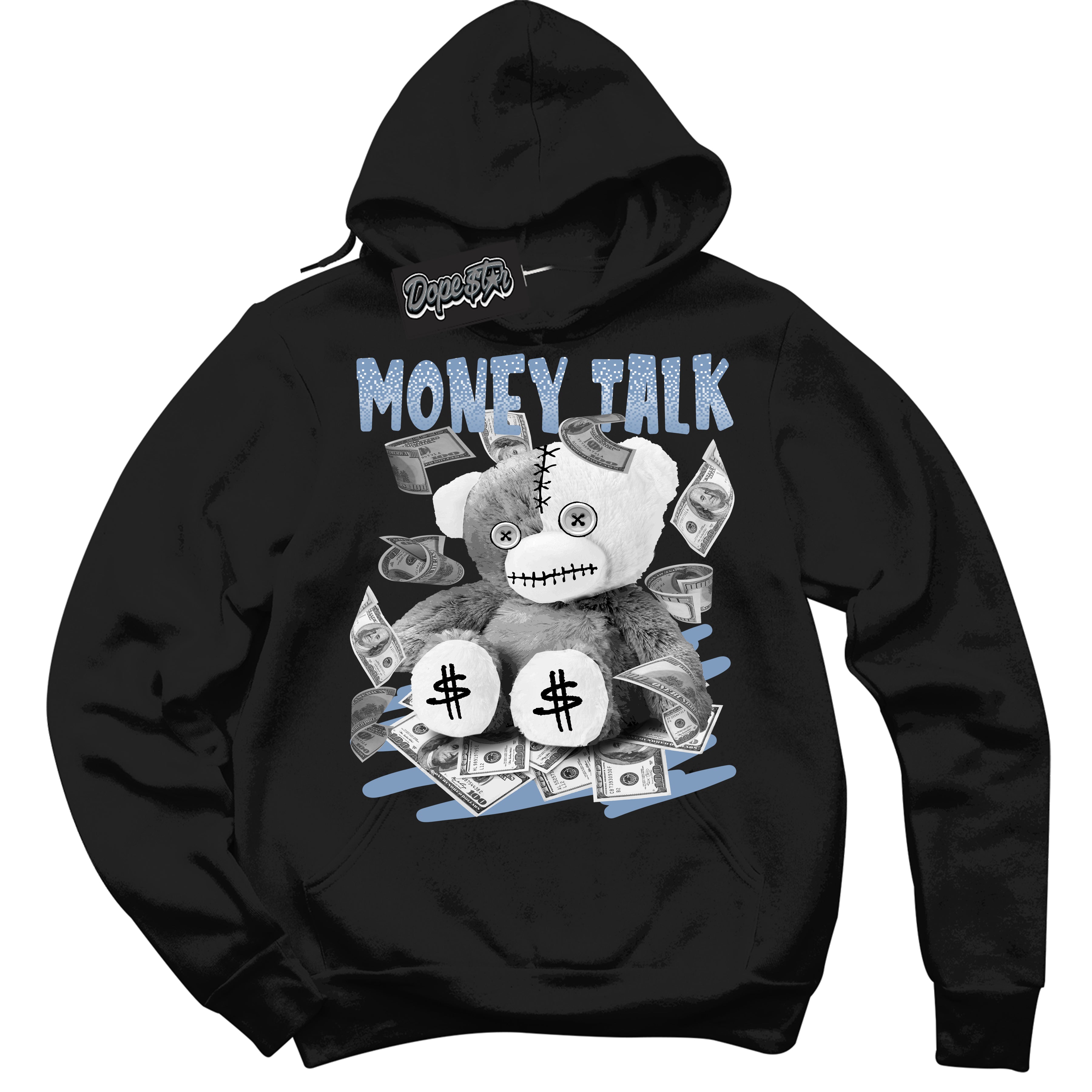 Cool Black Hoodie with “ Money Talk Bear ”  design that Perfectly Matches Reverse Oreo 6s Sneakers.