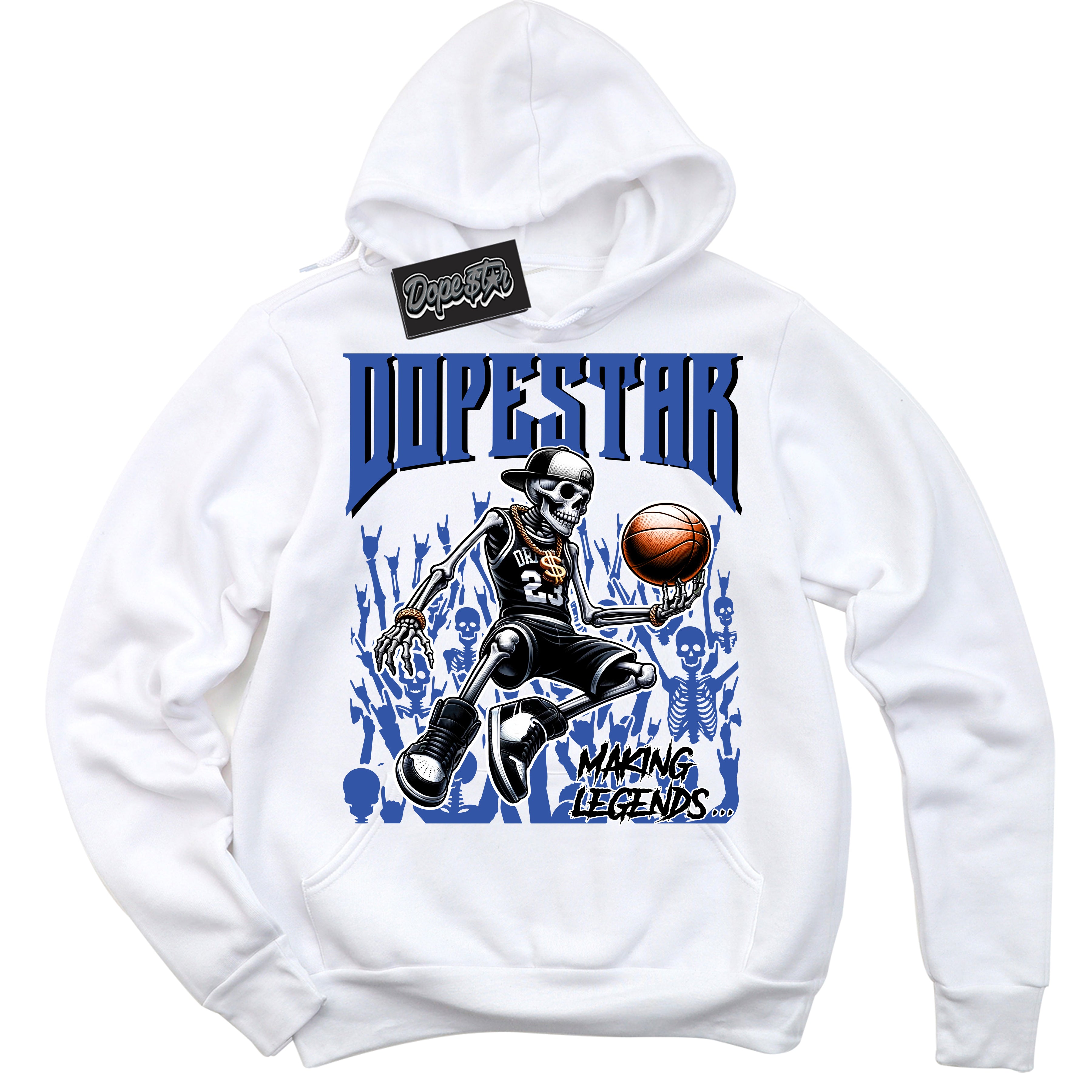 Dunk Low Astronomy Blue 'Making Legends' Hoodie – White Streetwear Sweatshirt | Sneaker Matching Hoodie for Dunk Low Astronomy Blue | Men's & Women's Streetwear Outfit by Sneaker Shirts Outlet.
