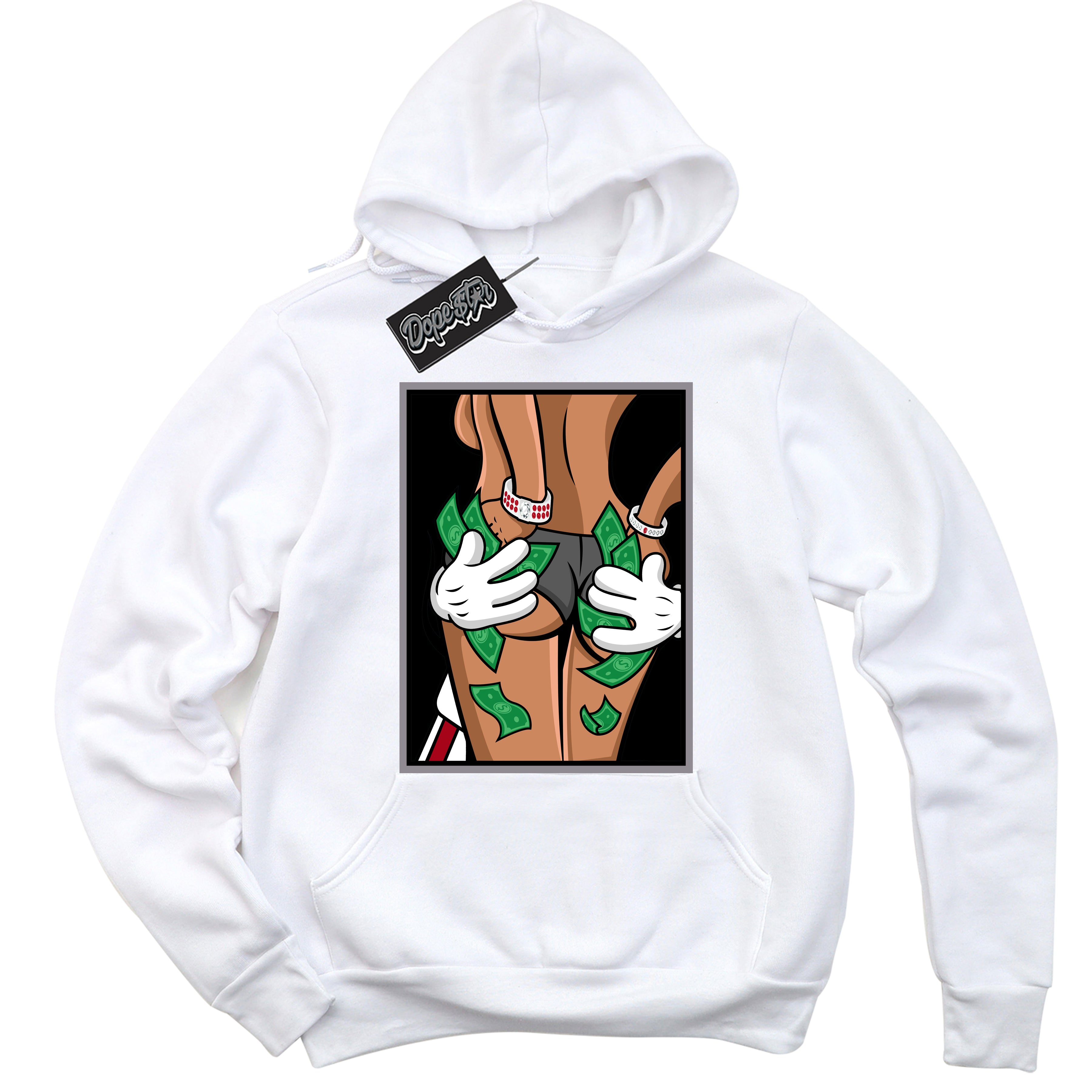Cool White Hoodie with “ Money Hands ”  design that Perfectly Matches Bred Reimagined 4s Jordans.