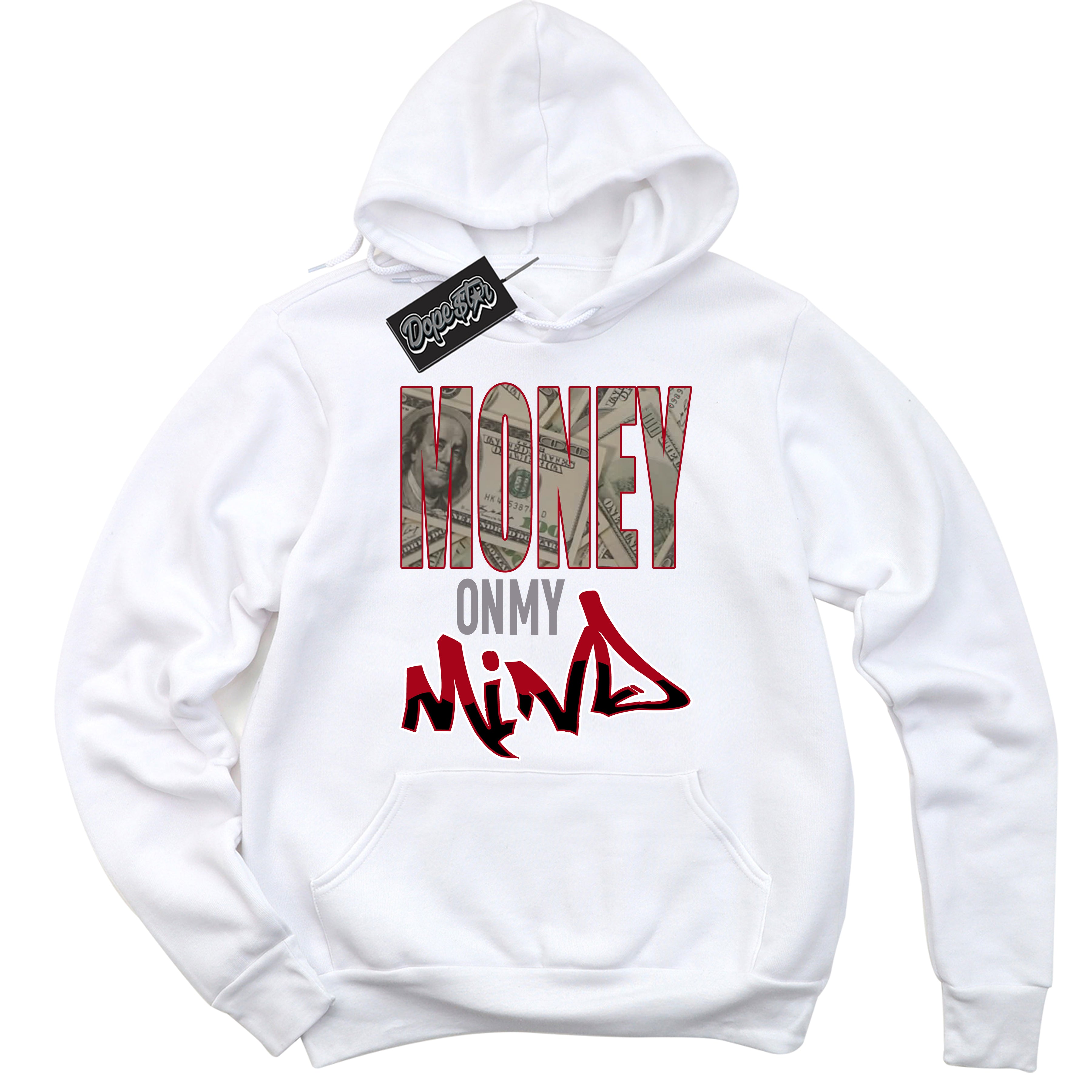 Cool White Hoodie with “ Money On My Mind ”  design that Perfectly Matches Bred Reimagined 4s Jordans.