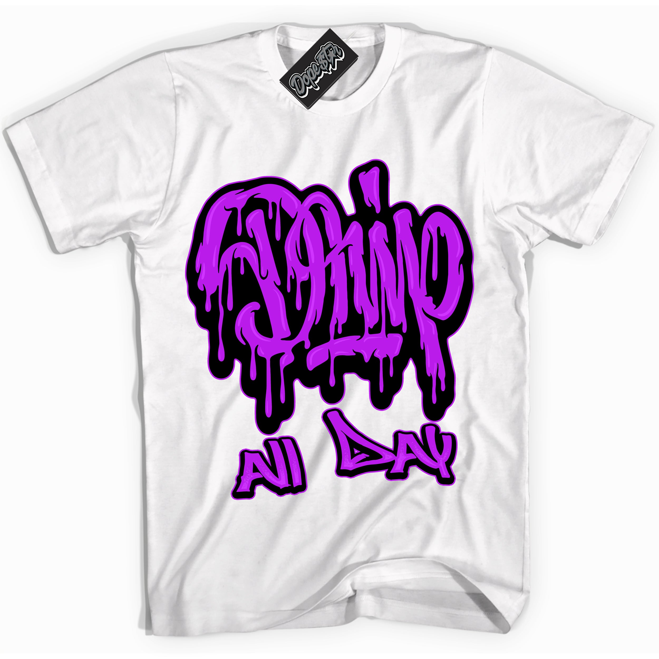Cool White Shirt with “ Drip All Day” design that perfectly matches RTKT Genesis Dunk Sneakers.