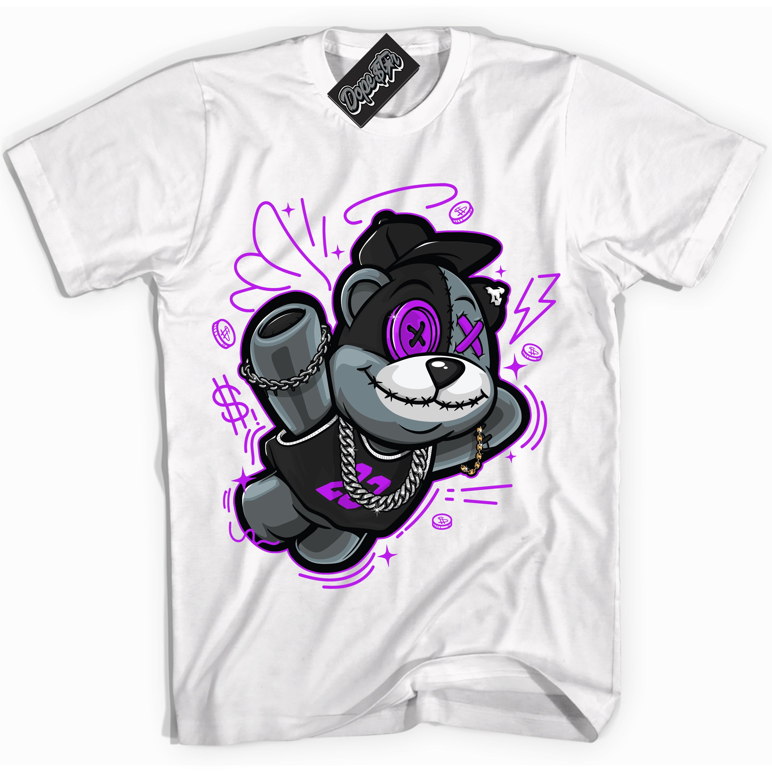 Cool White Shirt with “ Slam Dunk Bear” design that perfectly matches RTKT Genesis Dunk Sneakers.