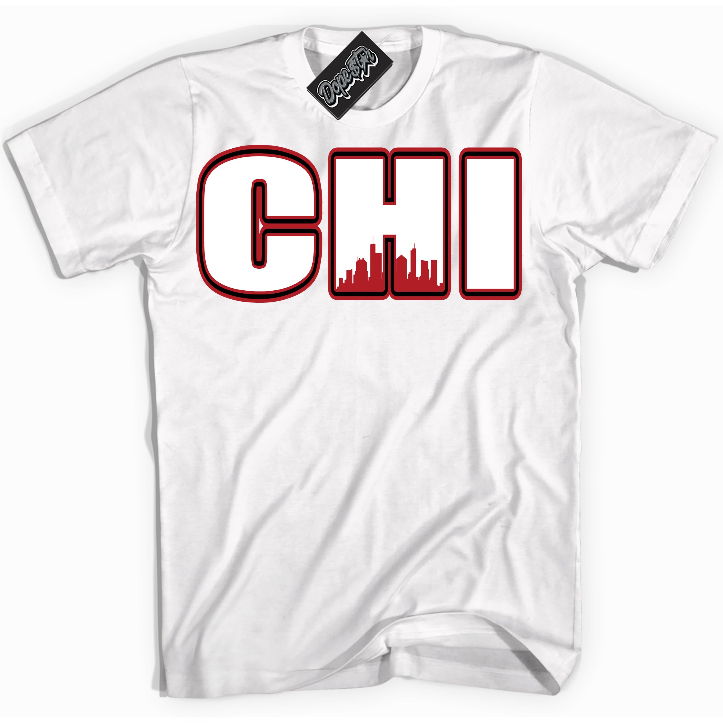 Dunk Low Black Toe Bright Crimson 'Chicago' Shirt – White Streetwear T-Shirt | Sneaker Matching Tee for Dunk Low Black Toe Bright Crimson | Men's & Women's Streetwear Outfit by Sneaker Shirts Outlet.
