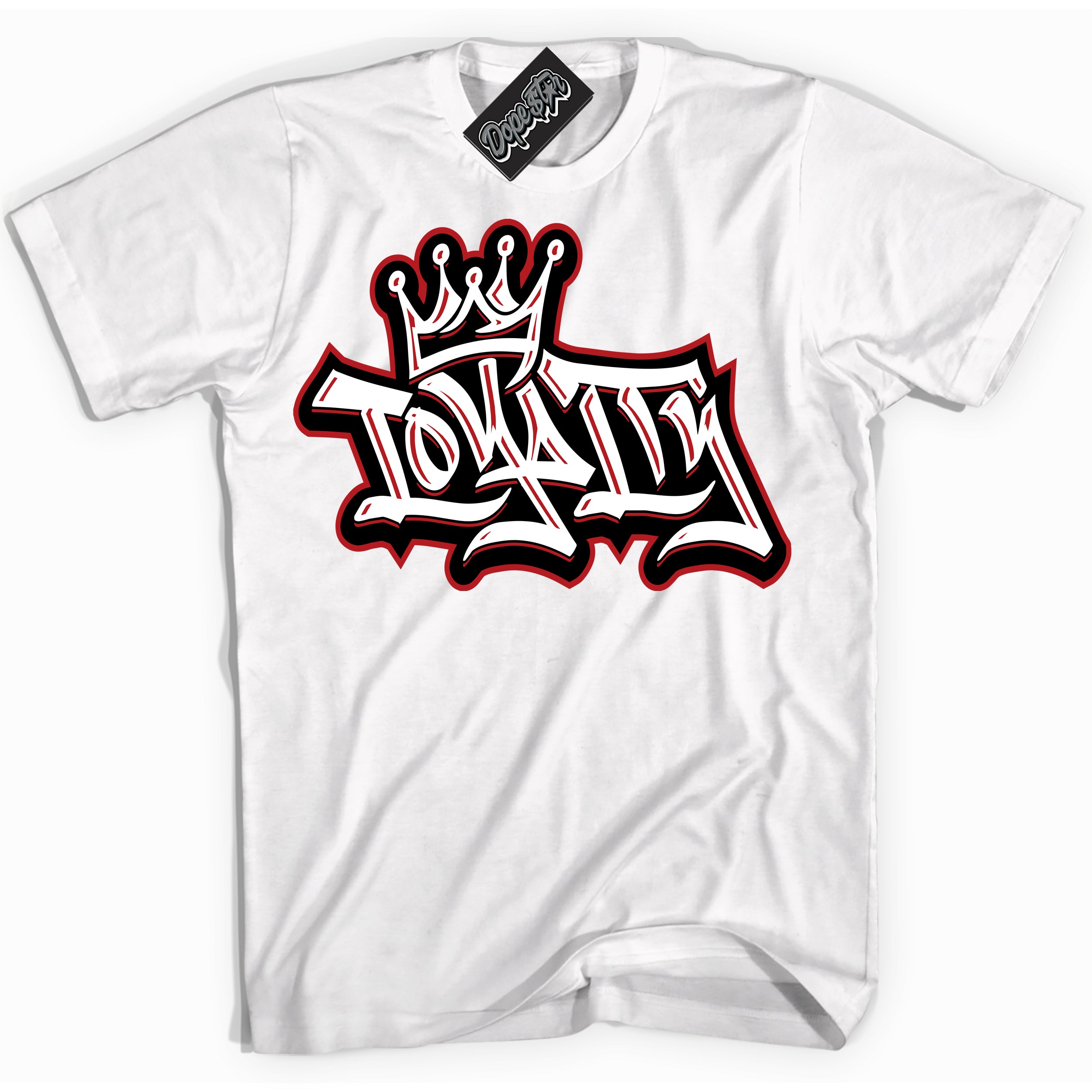 Dunk Low Black Toe Bright Crimson 'Loyalty Crown' Shirt – White Streetwear T-Shirt | Sneaker Matching Tee for Dunk Low Black Toe Bright Crimson | Men's & Women's Streetwear Outfit by Sneaker Shirts Outlet.
