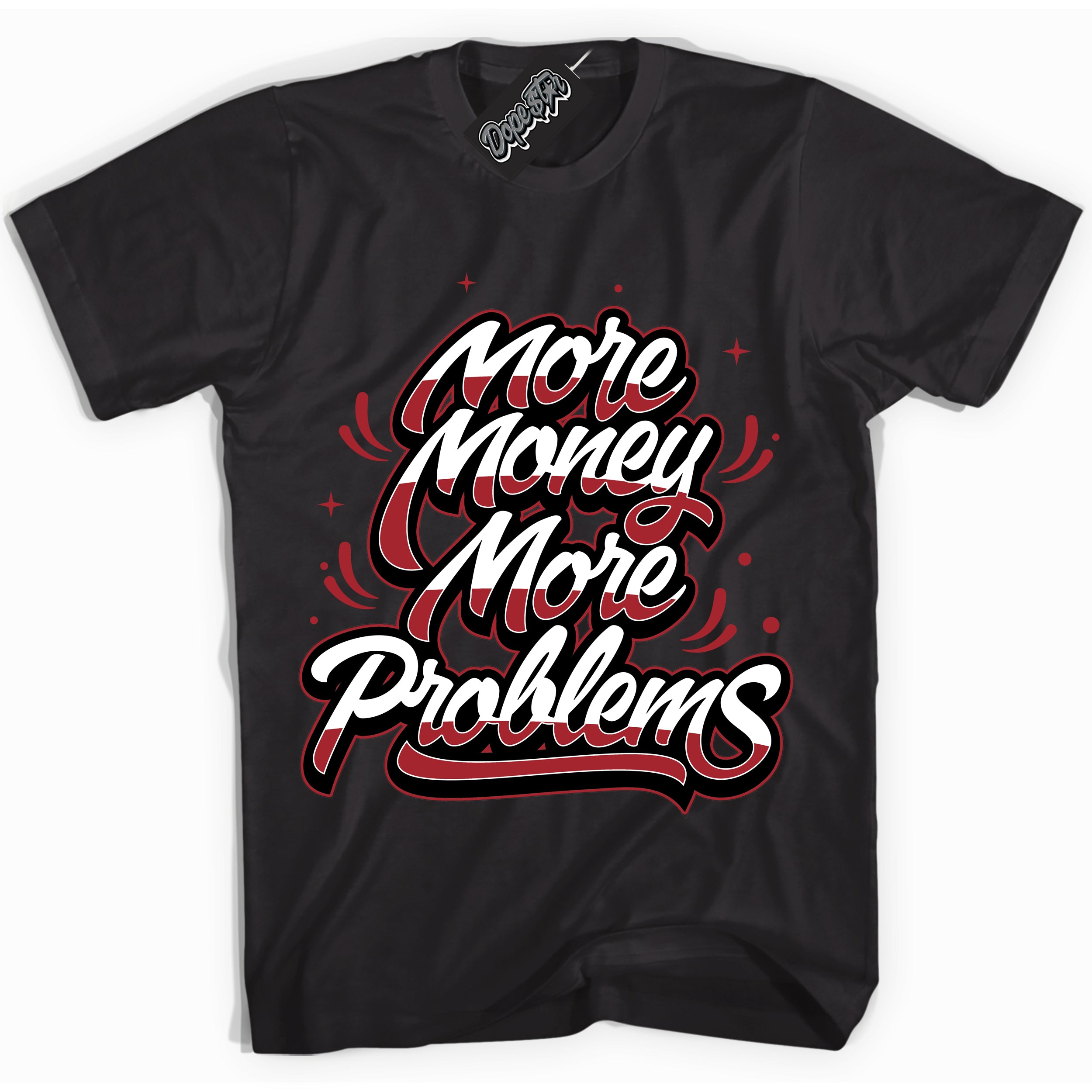 Dunk Low Black Toe Bright Crimson 'More Money More Problems' Shirt – Black Streetwear T-Shirt | Sneaker Matching Tee for Dunk Low Black Toe Bright Crimson | Men's & Women's Streetwear Outfit by Sneaker Shirts Outlet.

