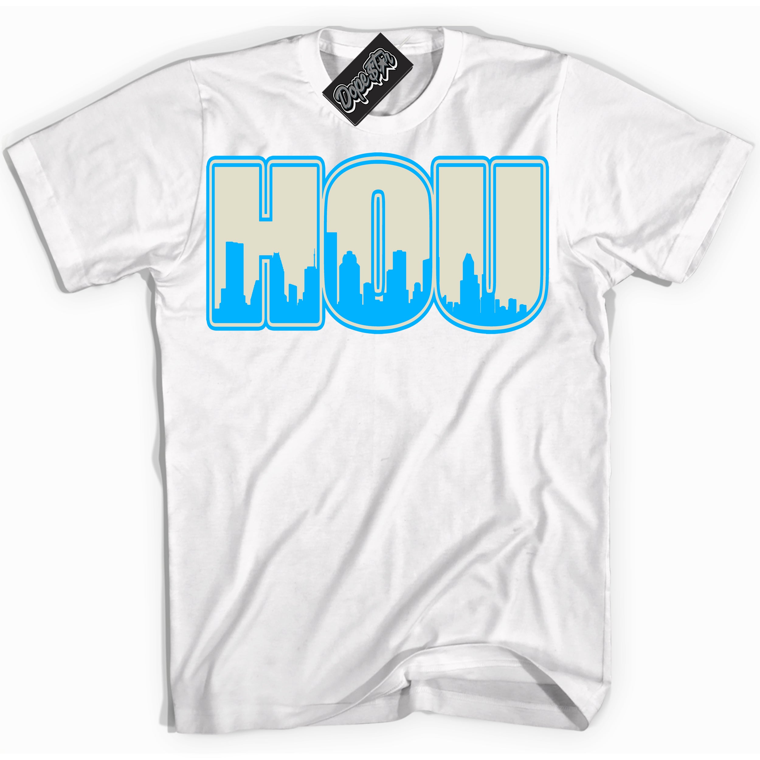 Dunk Low Coconut Milk University Blue 'Houston' Shirt – White Streetwear T-Shirt | Sneaker Matching Tee for Dunk Low Coconut Milk University Blue | Urban Fashion for Houston | Men's & Women's Streetwear Outfit by Sneaker Shirts Outlet.