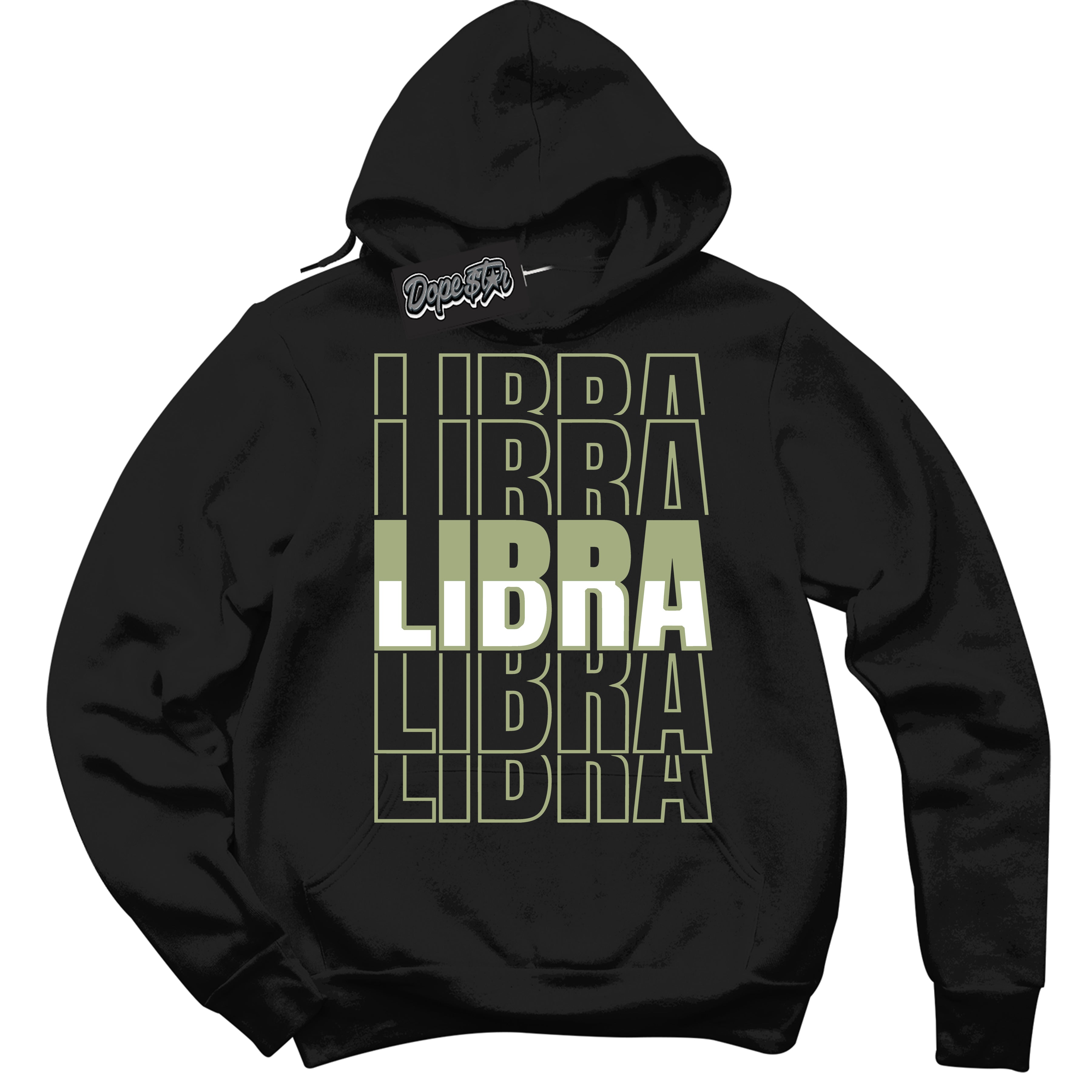 Cool Black Hoodie with “ Libra ”  design that Perfectly Matches Safari Oil Green Dunk.