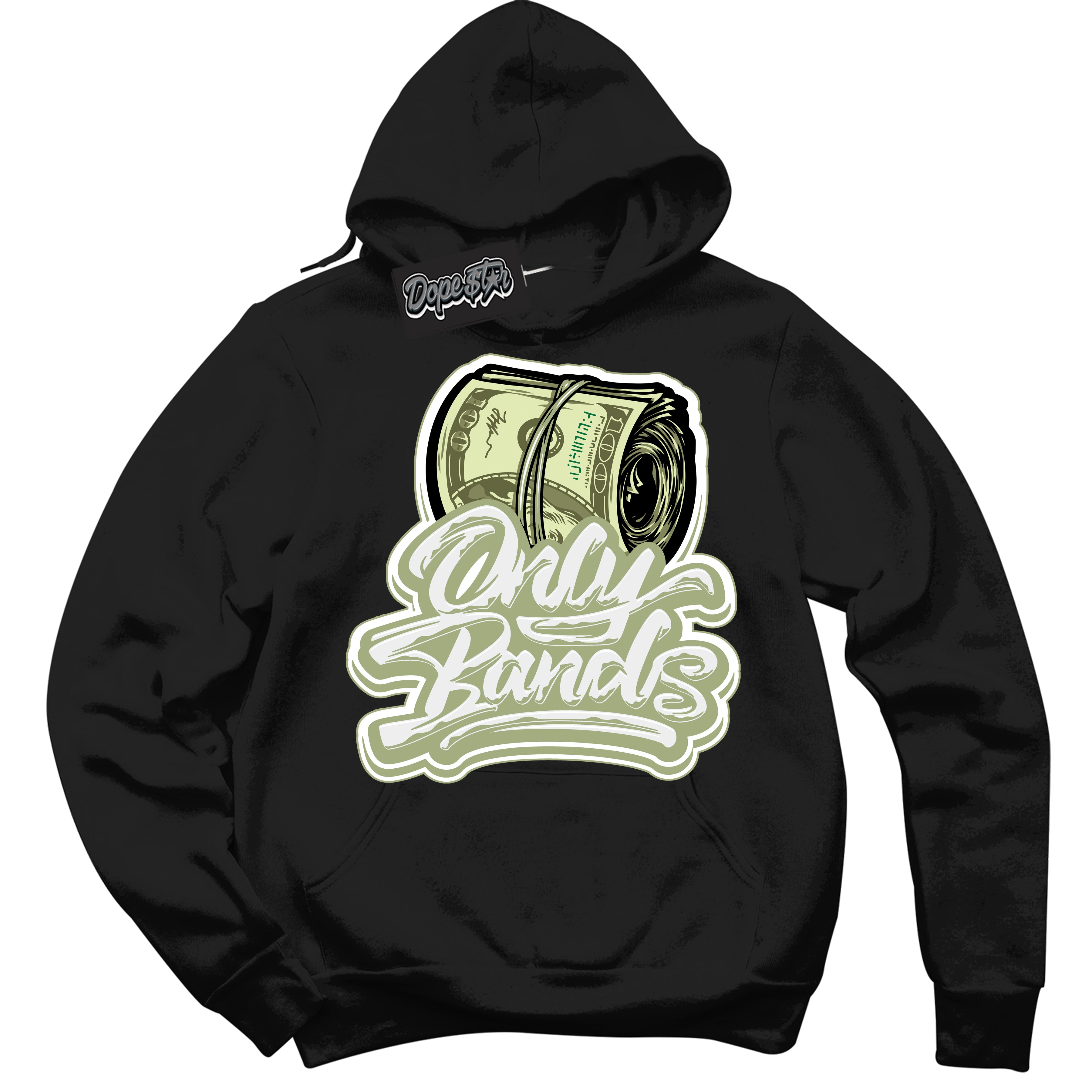 Cool Black Hoodie with “ Only Bands ”  design that Perfectly Matches Safari Oil Green Dunk.
