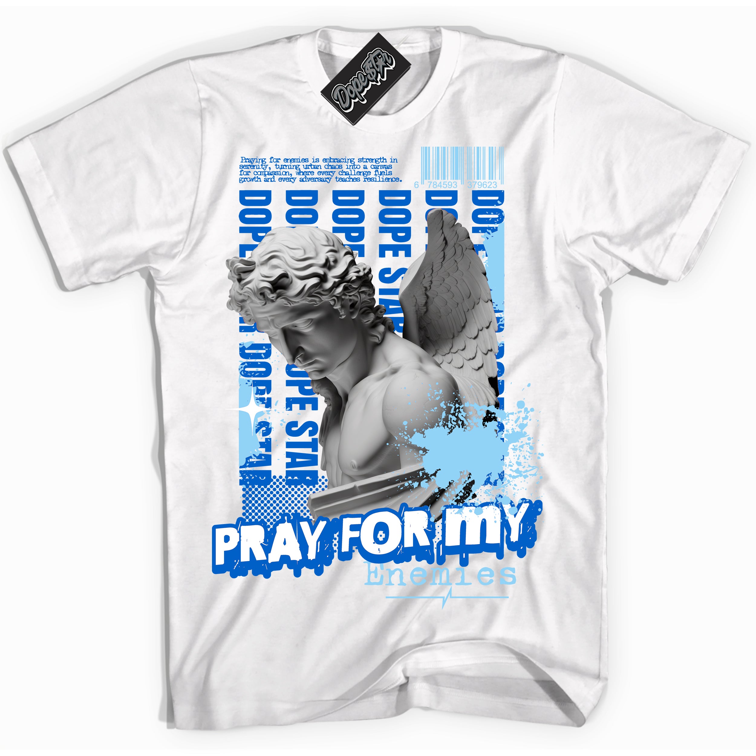 Cool White Shirt with “ Pray Enemies” design that perfectly matches Argon Sneakers.