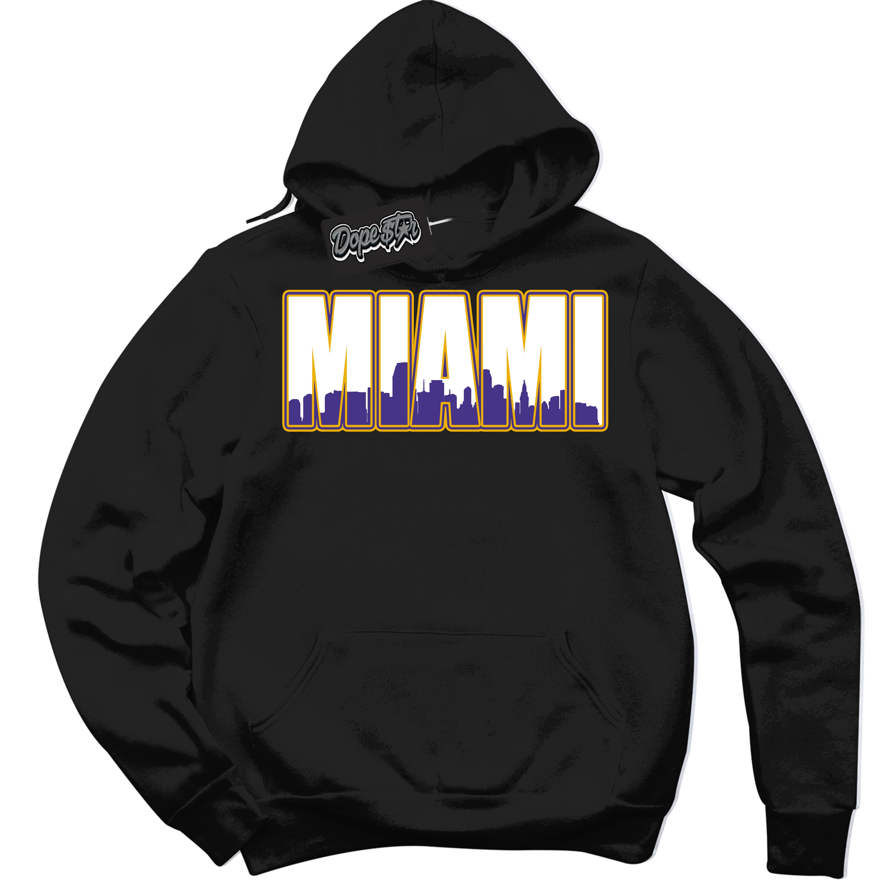Cool Black Hoodie with “Miami” design that Perfectly Matches Air Force 1 QS Kobe Lakers Home Sneakers.
