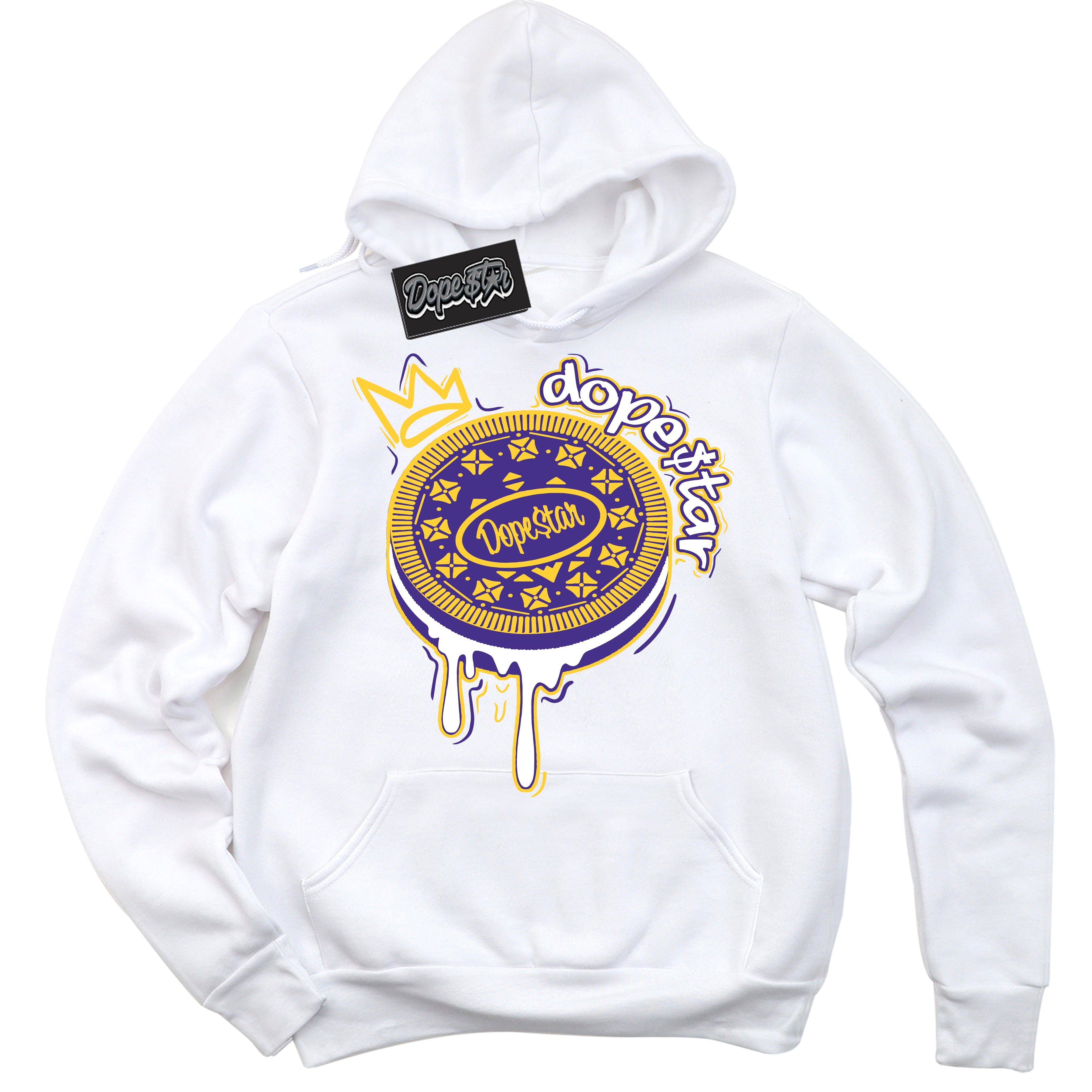 Cool White Hoodie with “Oreo DS” design that Perfectly Matches Air Force 1 QS Kobe Lakers Home Sneakers.
