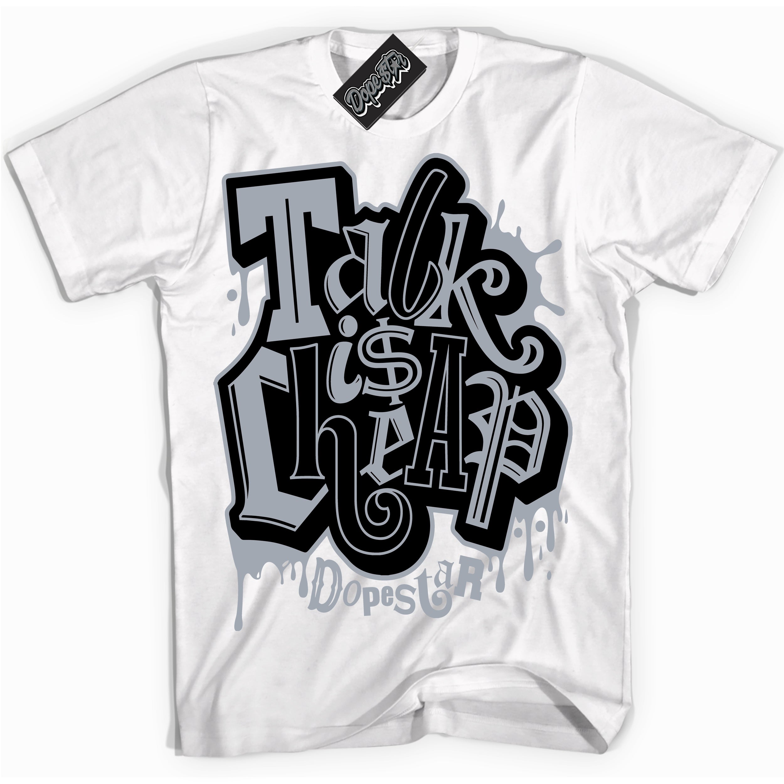 Cool White Shirt with “ Talk Is Cheap” design that perfectly matches The KAWS x Sky High Farm 1s Sneakers.