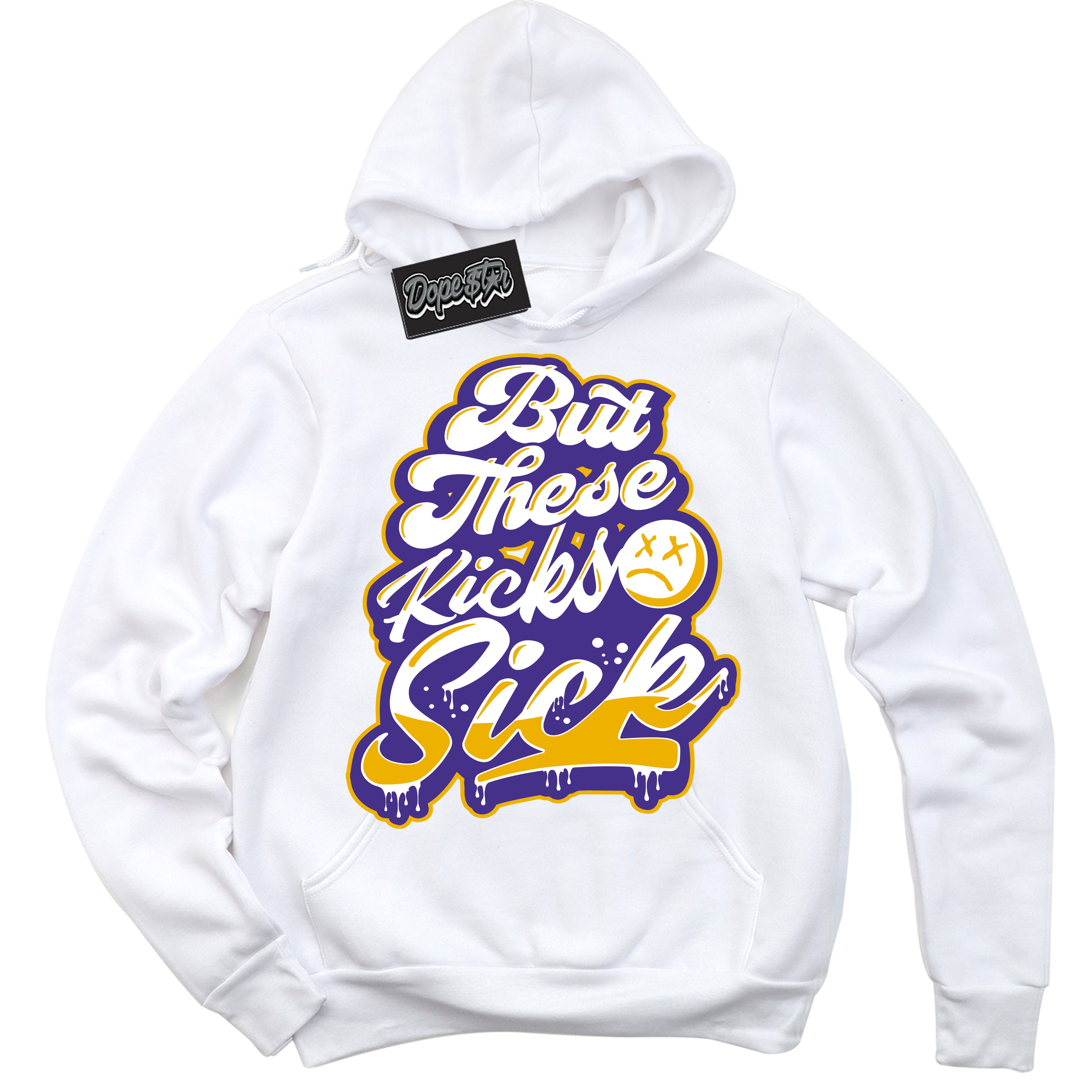 Cool White Hoodie with “Kick Sick” design that Perfectly Matches Kobe 8 Protro Lakers Home Sneakers.