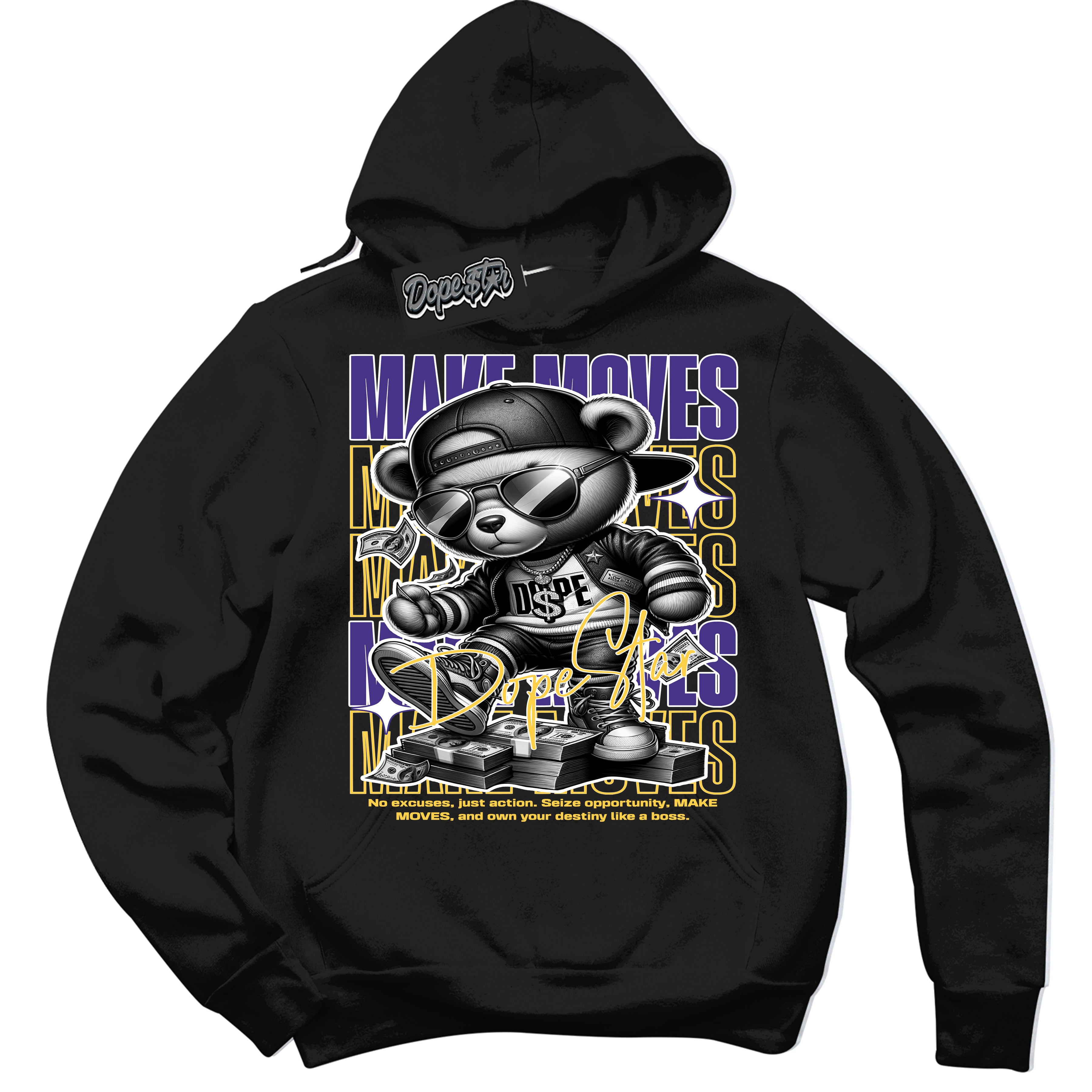 Cool Black Hoodie with “Make Moves” design that Perfectly Matches Kobe 8 Protro Lakers Home Sneakers.