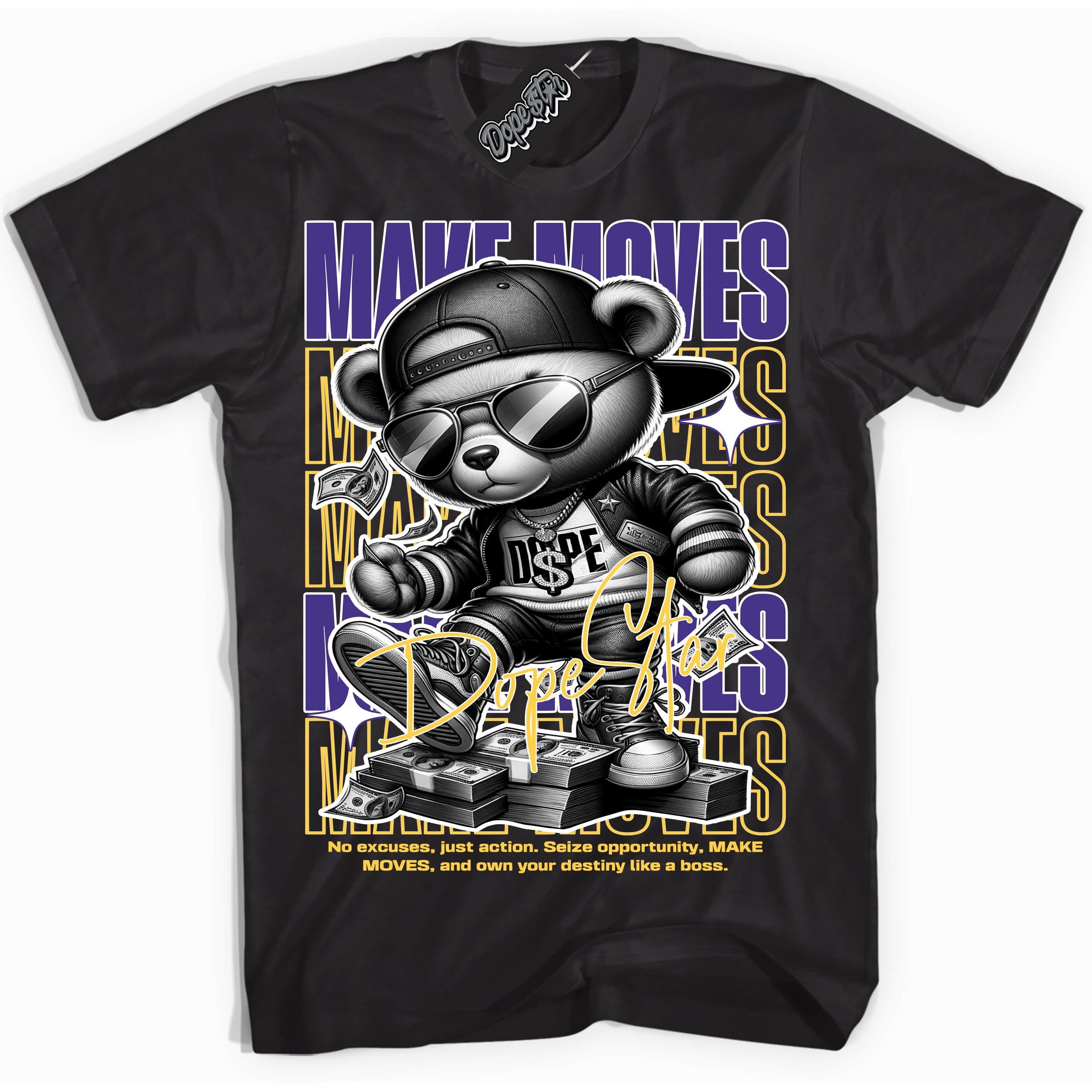 Cool Black Shirt with “Make Moves” design that perfectly matches the Kobe 8 Protro Lakers Home Sneakers.