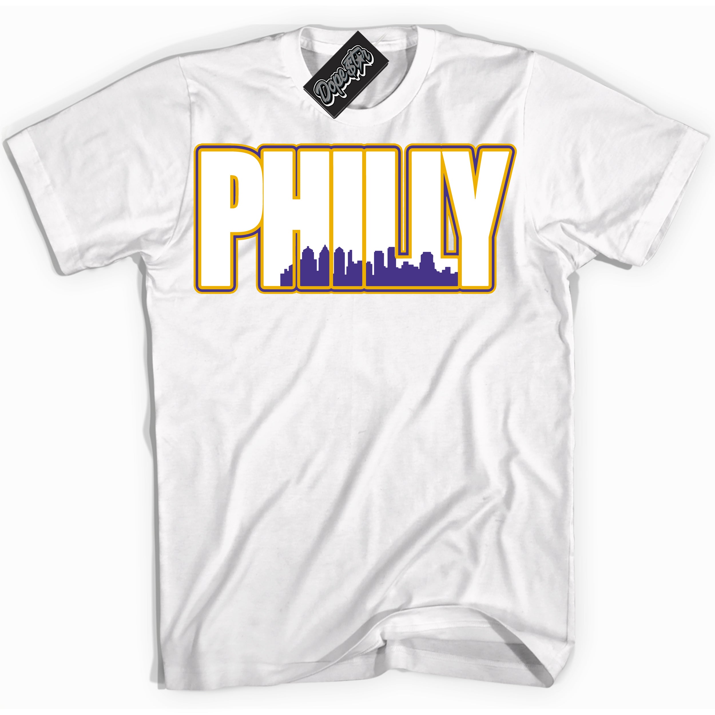Cool White Shirt with “Philly” design that perfectly matches the Kobe 8 Protro Lakers Home Sneakers.