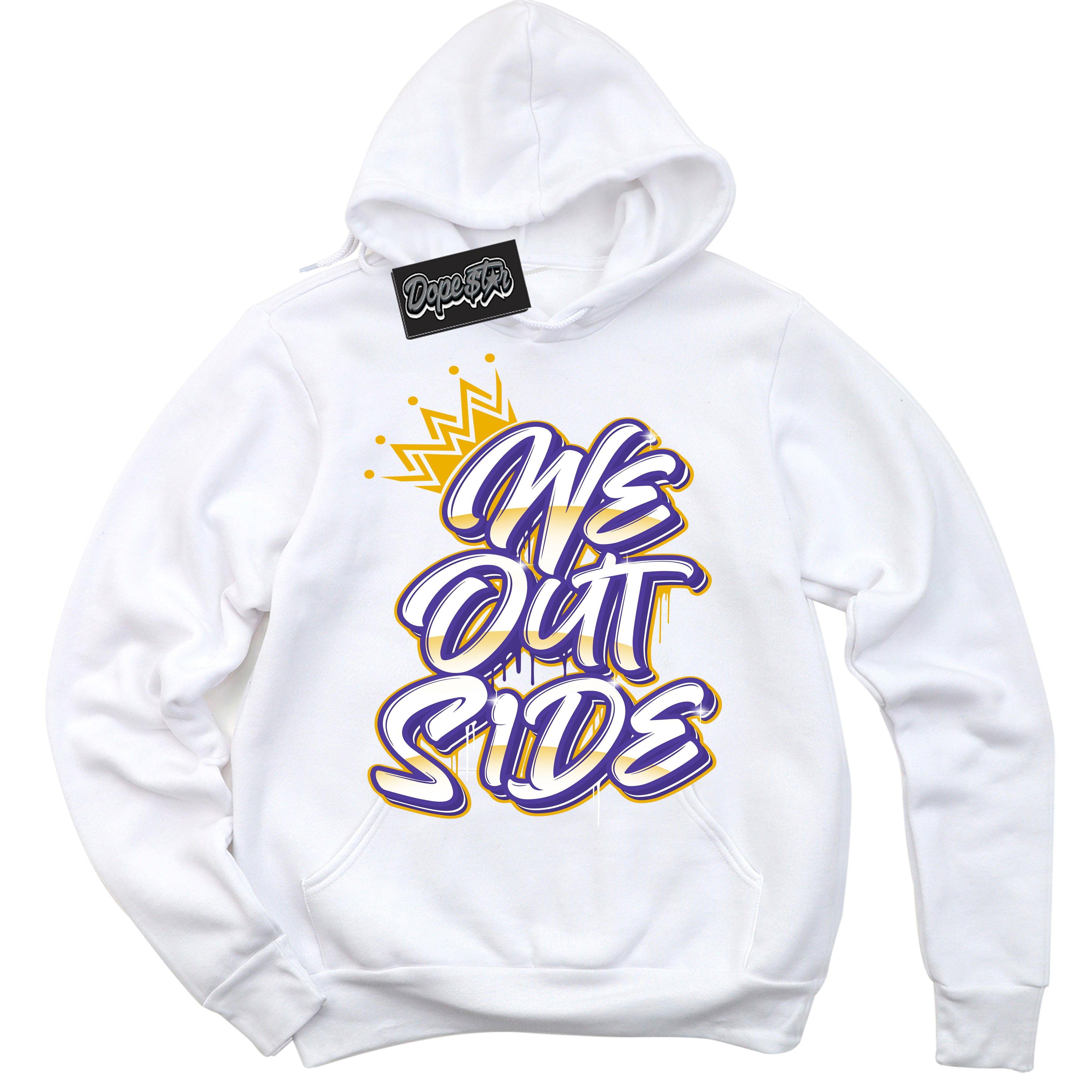 Cool White Hoodie with “We Outside” design that Perfectly Matches Kobe 8 Protro Lakers Home Sneakers.